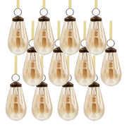 Luster Tear Drop Ornament, Glass Decorative Hanging Christmas Tree Ornaments For Holiday Party Decorations (Set of 12)