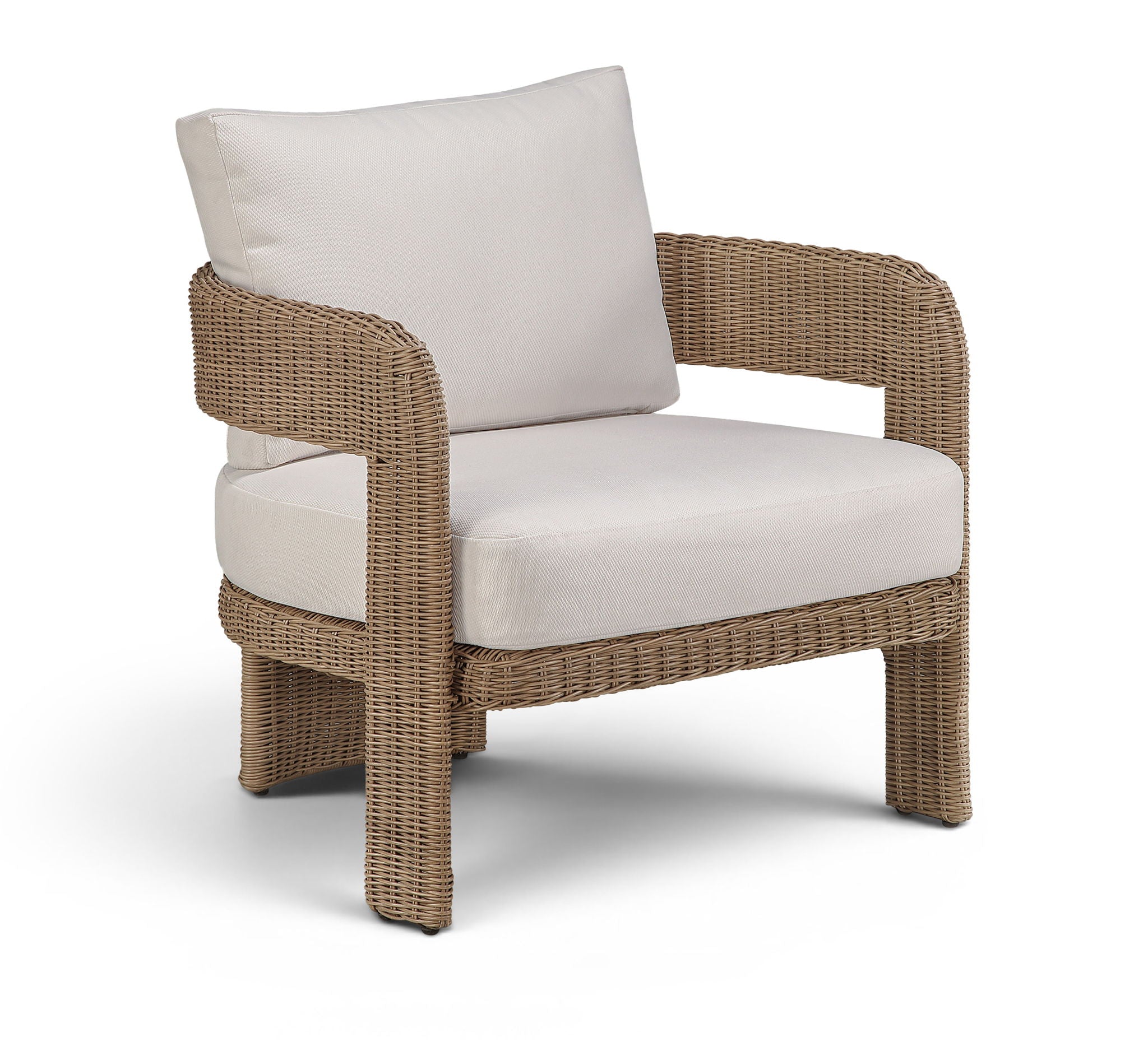Sandbay - Olefin Water Resistant Fabric And Wicker Outdoor Patio Accent Chair