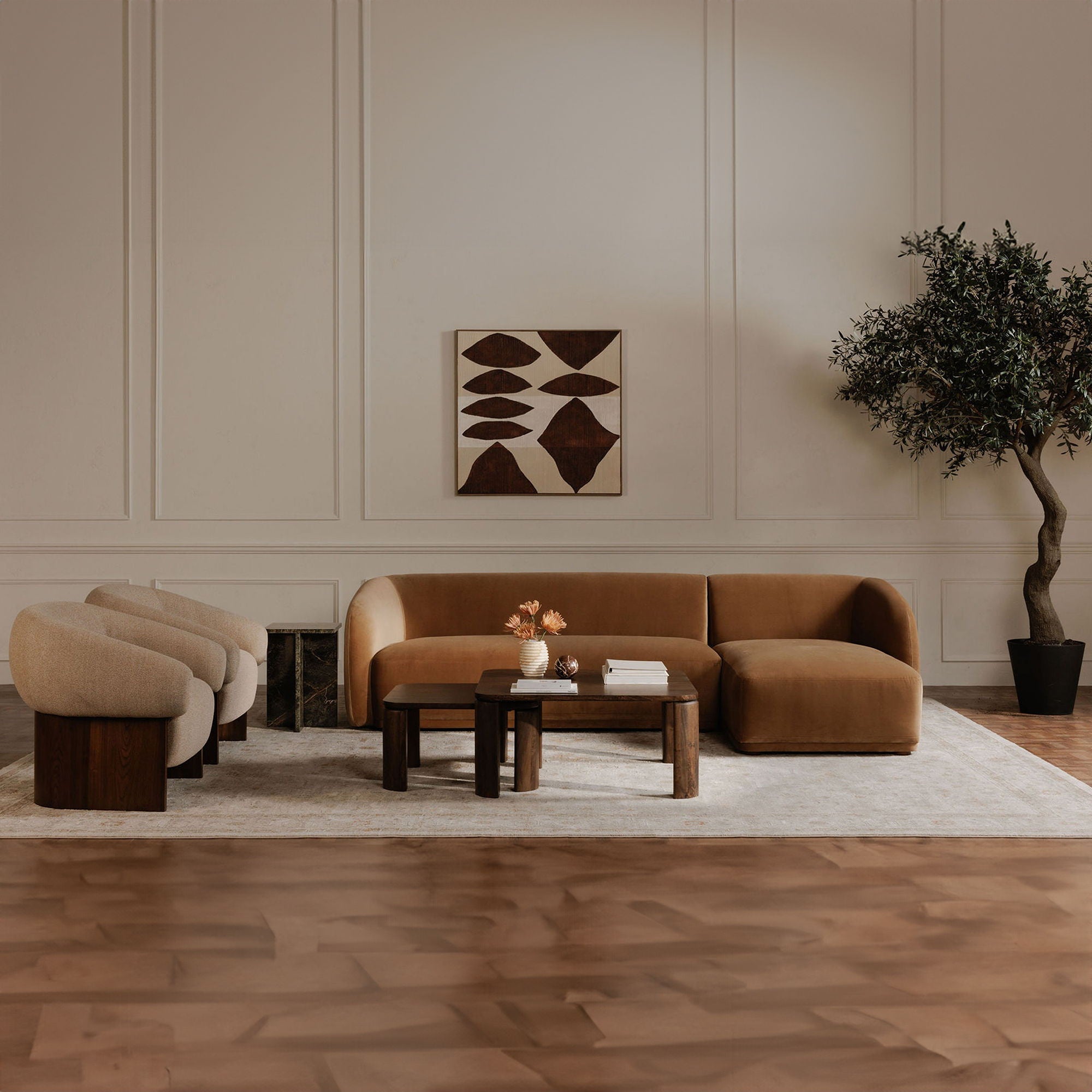 Amada - Framed Painting - Beige