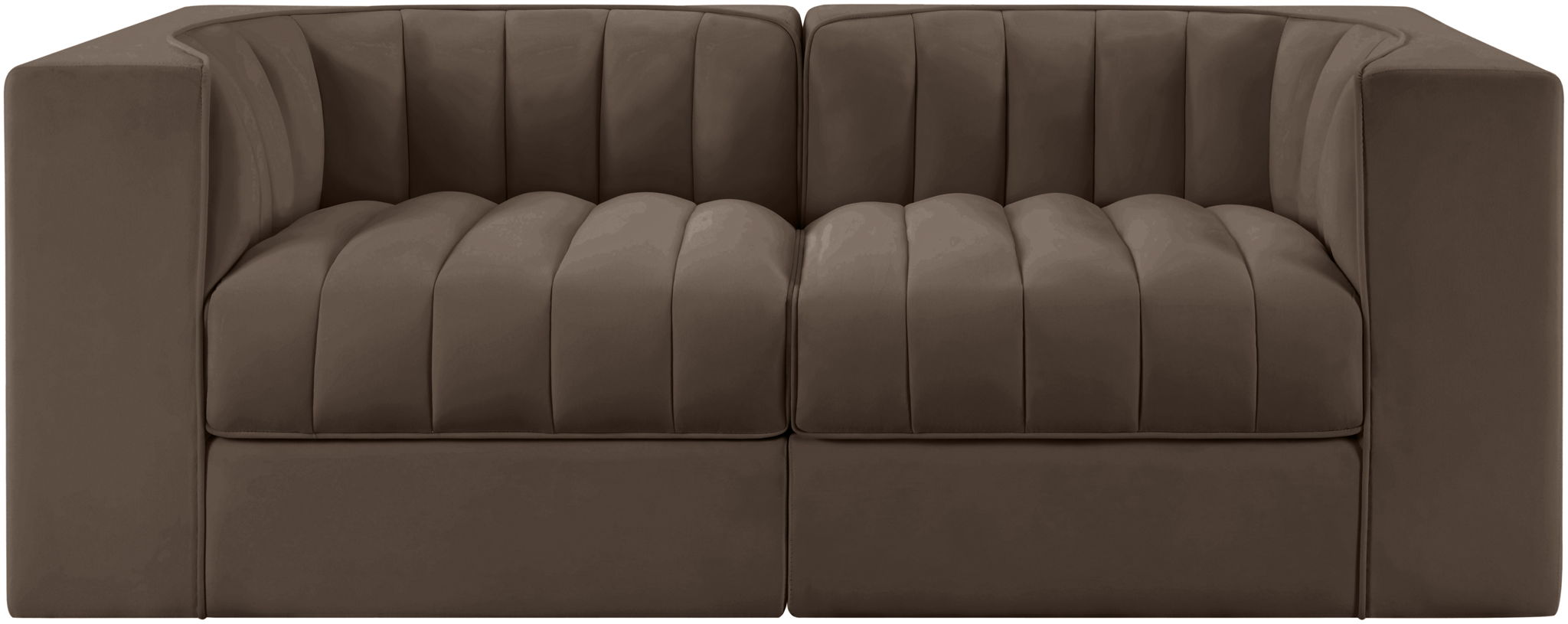 Rummi - Velvet Performance Fabric Upholstered 2 Piece Modular Loveseat