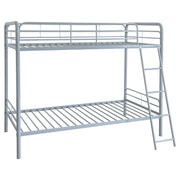 Long Beach - Twin Over Twin Bunk Bed With Built In Guardrails And Angled Ladder - Silver