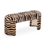Zebra - Striped Tufted Bench - Brown