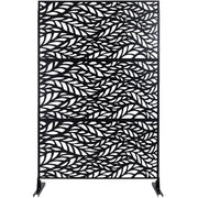 Outdoor & Indoor Privacy Screen Metal Privacy Screen, Freestanding Decorative Privacy Screen For Deck Balcony Patio - Black