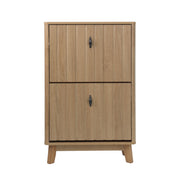 Entryway Shoe Cabinet With Flip Down Storage, Ultra Thin Freestanding Design For Home Use - Oak
