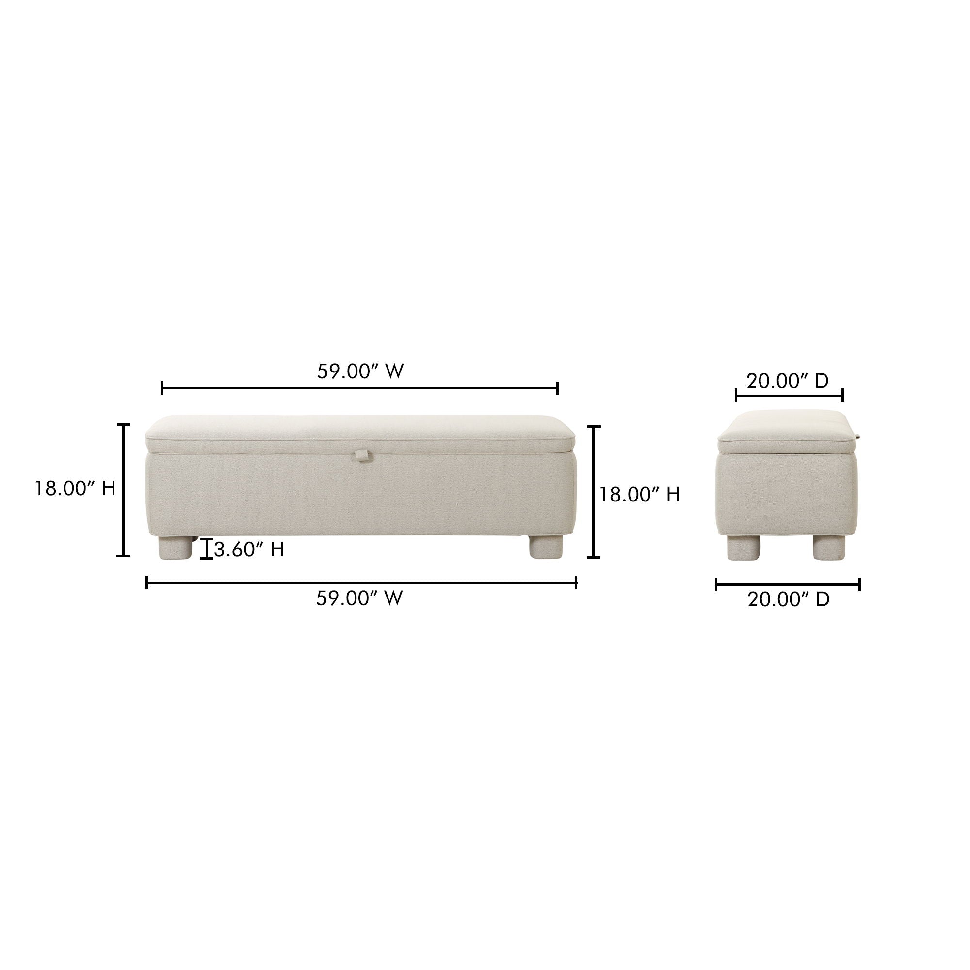 Ichigo - Storage Bench - Light Gray