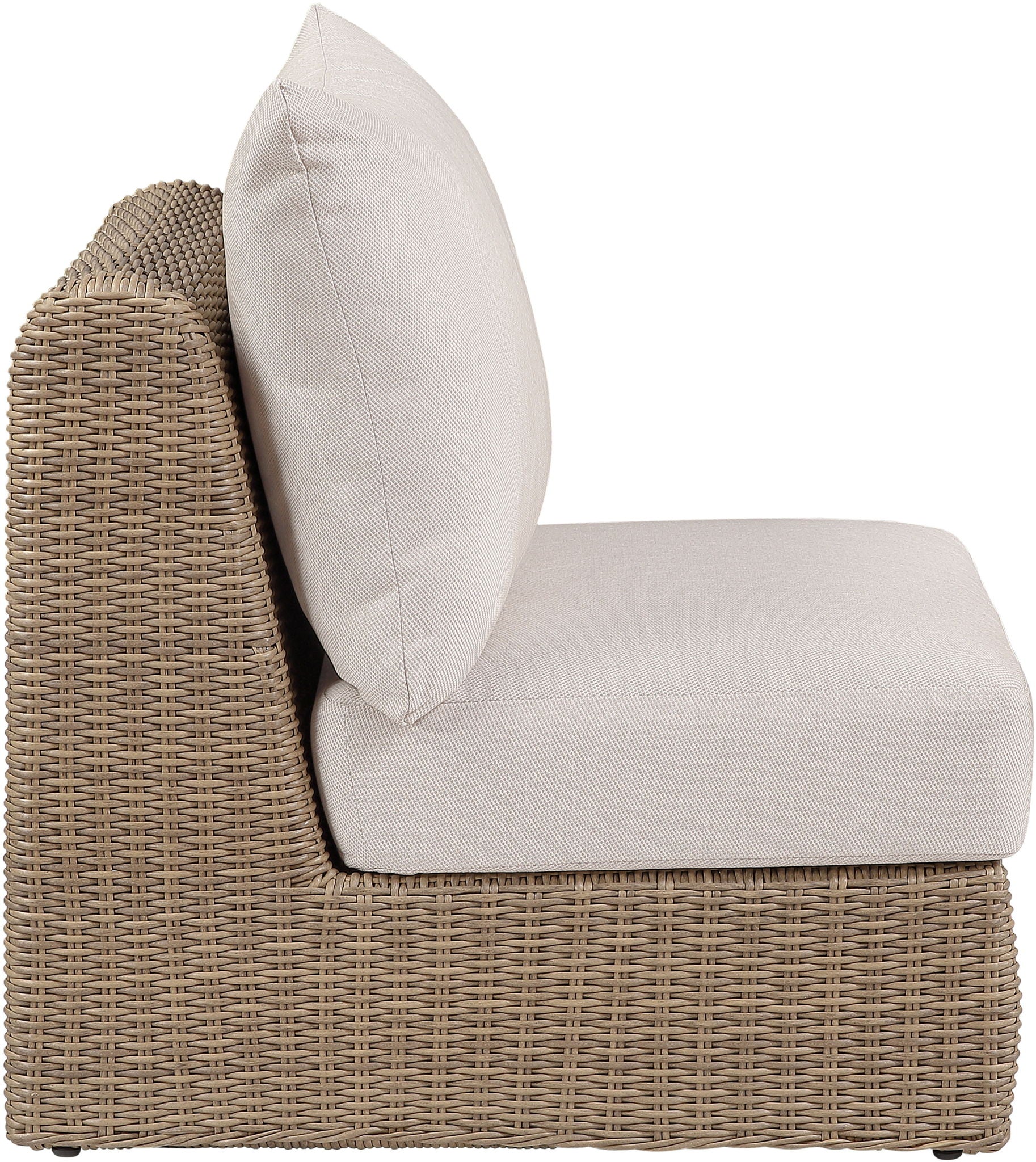 Seacrest - Olefin Water Resistant Fabric And Wicker Outdoor Patio Armless Chair