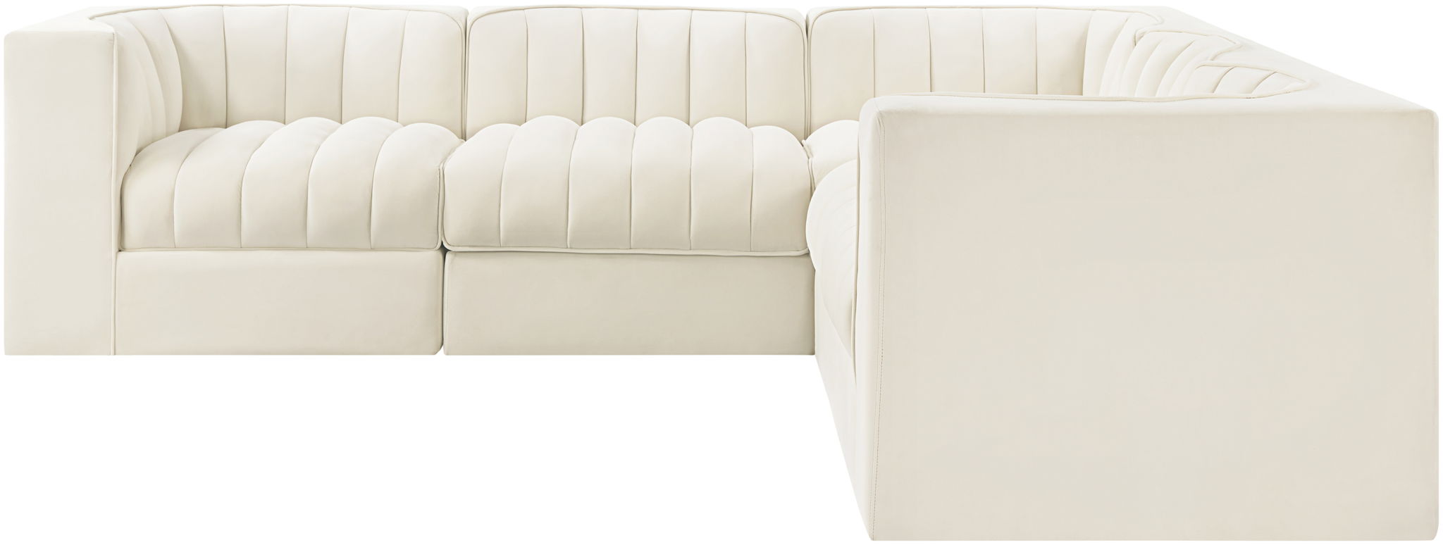 Rummi - Symmetrical Velvet Performance Fabric Upholstered 5 Piece Modular Sectional