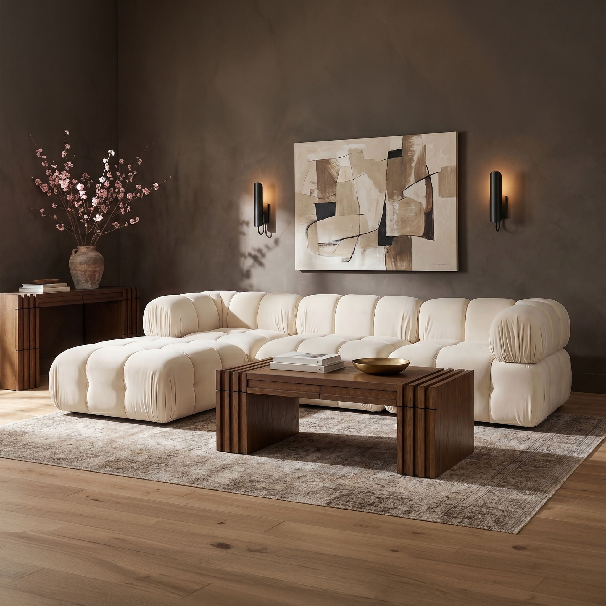 Orin - Velvet 4 Piece Modular Sectional With Chaise