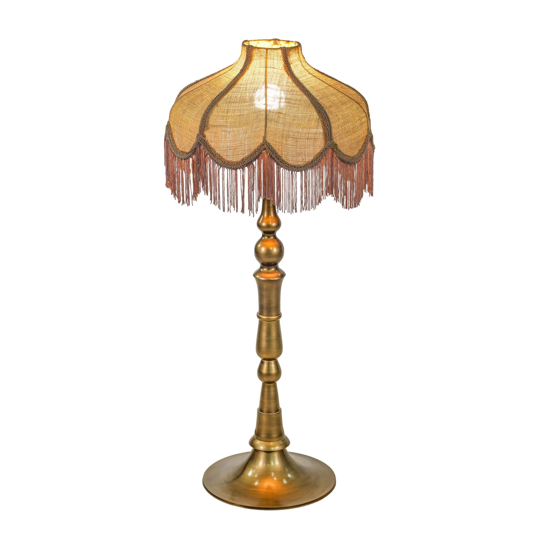 Buchanan - Jute Fringed Scalloped Table Lamp - Pink