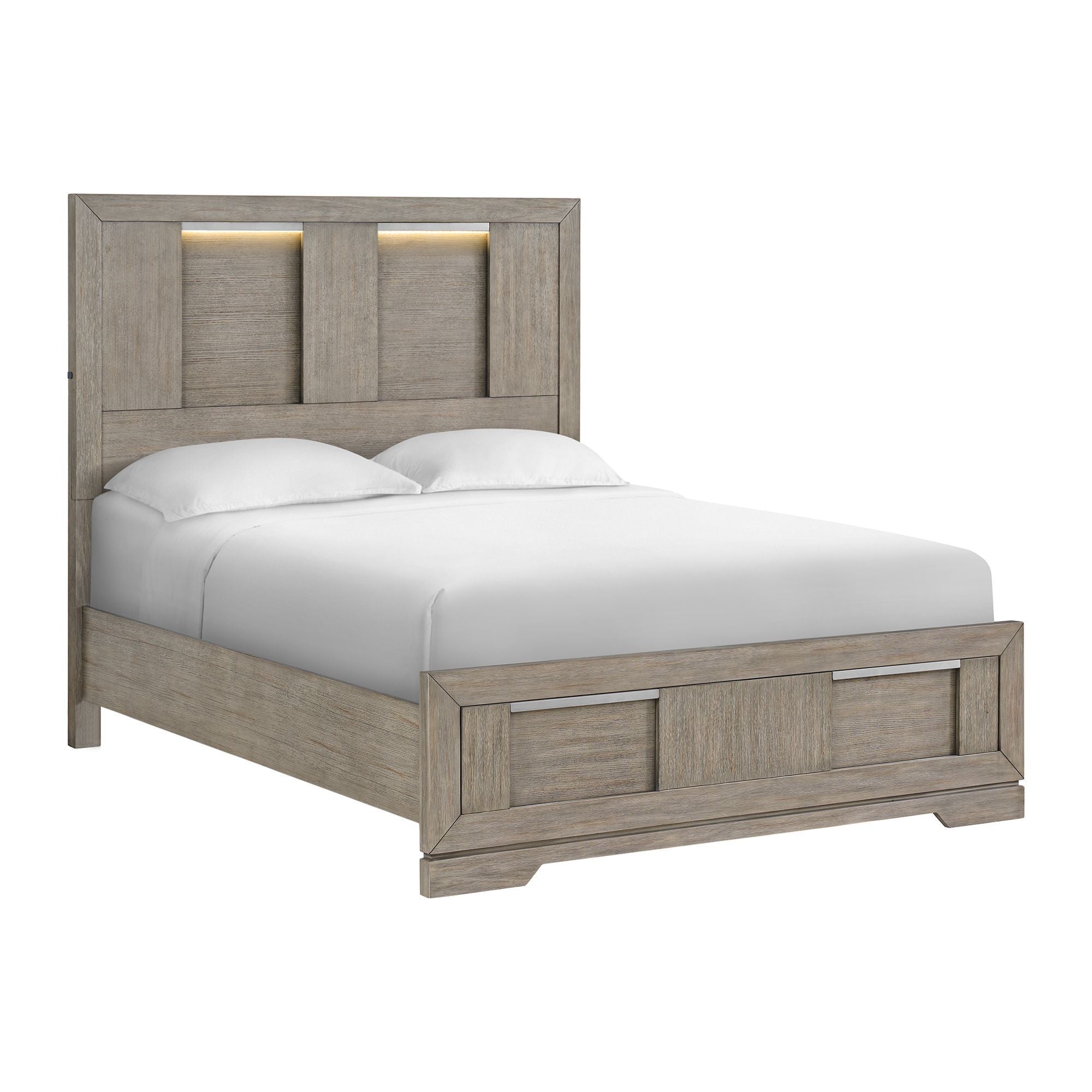 Kelis - 4 Piece Bedroom Set With Queen Panel Bed And LED - Gray