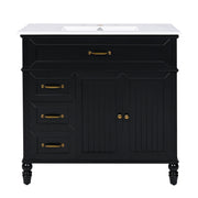 Bathroom Vanity With Sink, 2 Doors 2 Drawers, Freestanding Design