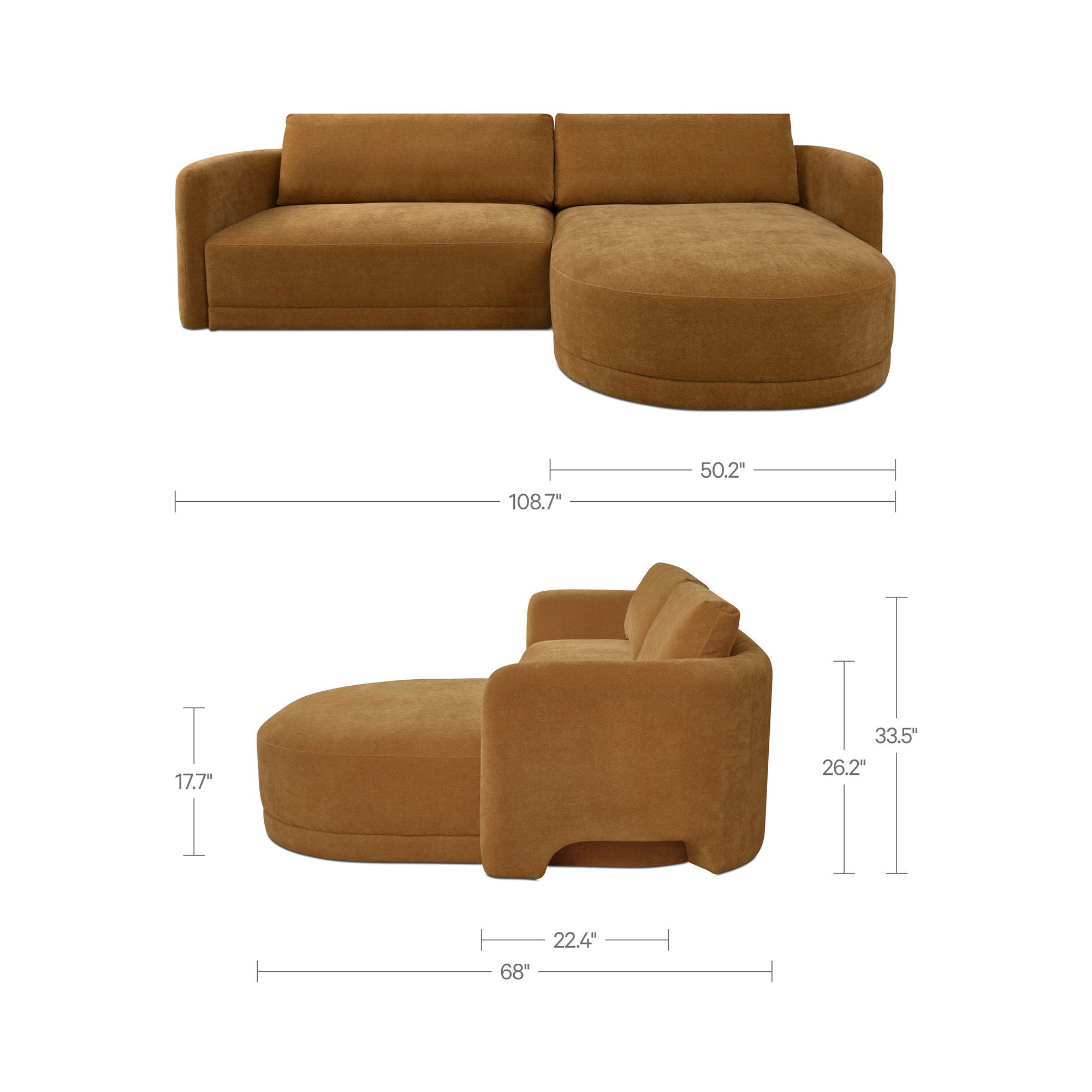 Emmy - Sectional Right - Ginger / Brown