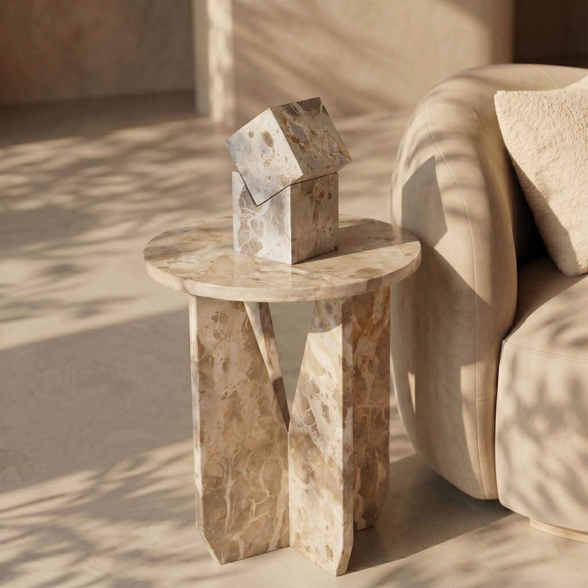 Alba - Genuine Marble End / Side Table