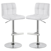 Lenny - Upholstered Adjustable Bar Stool (Set of 2) - White