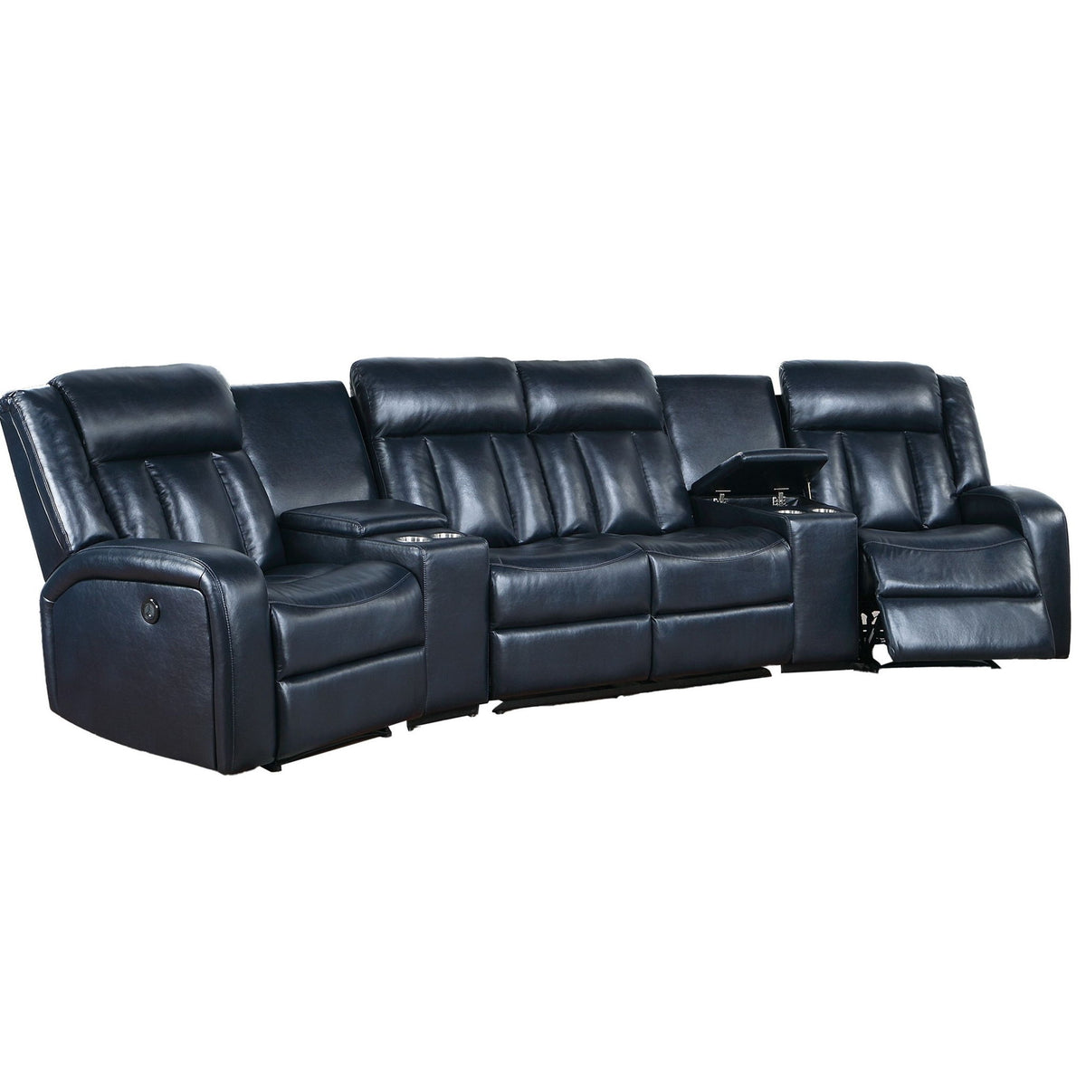 Reclining Sectional Sofa Set With Console Cup Holders USB Ports And Track Arms