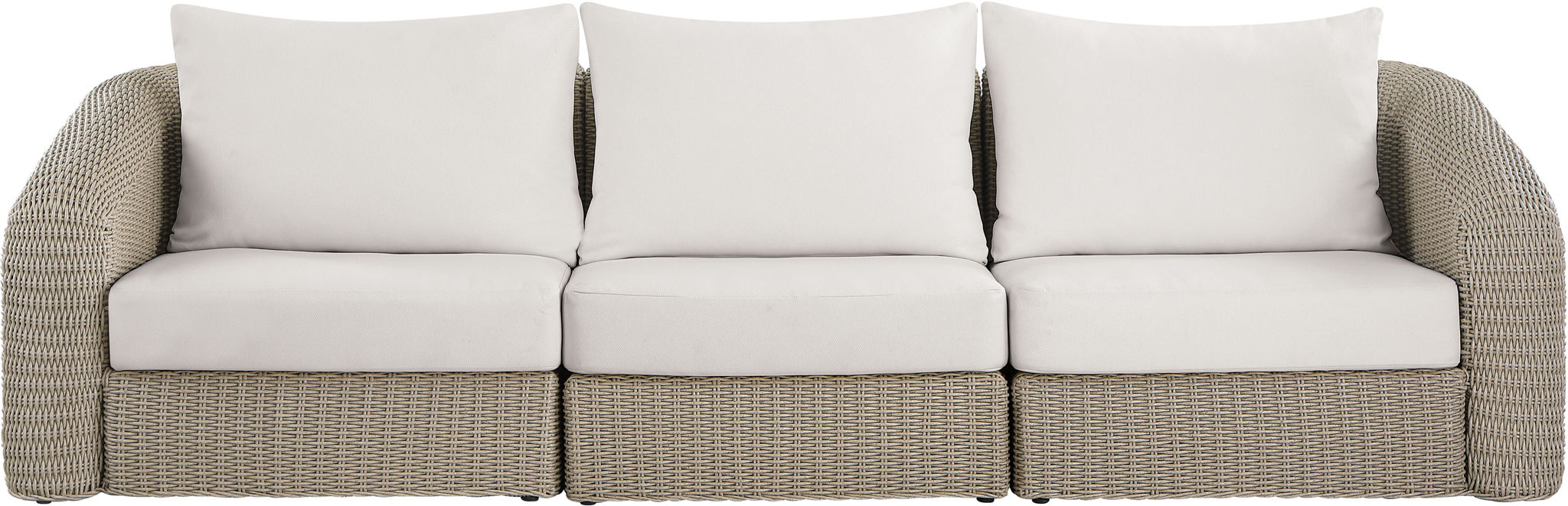 Seacrest - Olefin Water Resistant Fabric And Wicker 3 Piece Outdoor Patio Modular Sofa