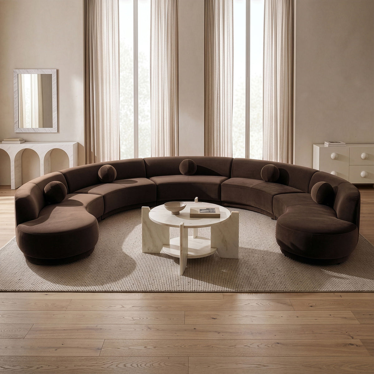 Avra - 192" Velvet Performance Fabric Upholstered Sectional