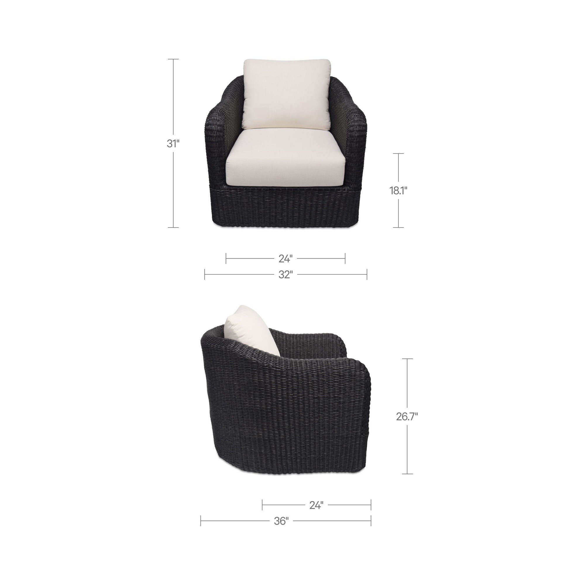Bodhi - Outdoor Swivel Accent Chair - Charcoal / Gray