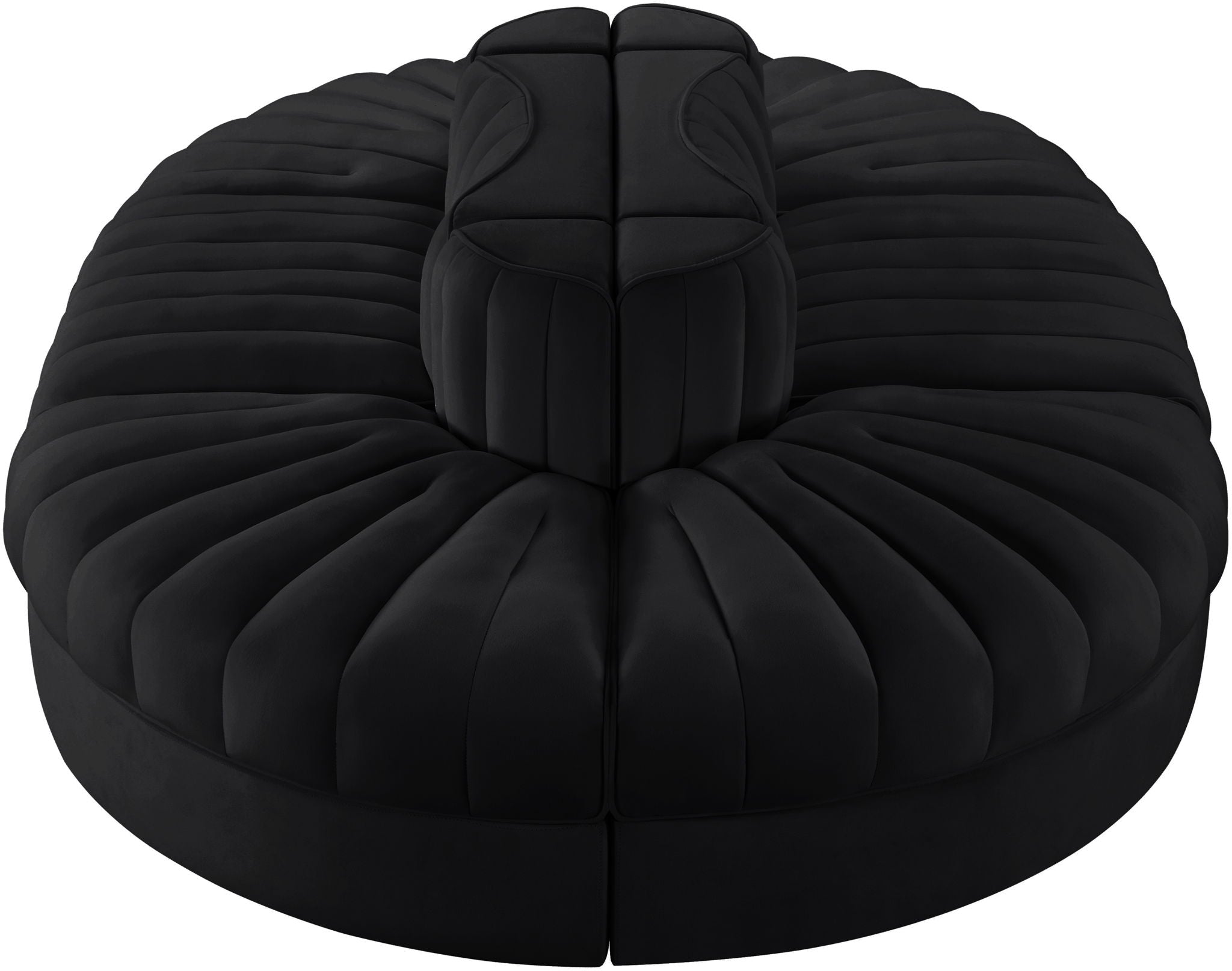 Rummi - Oval Velvet Performance Fabric Upholstered 6 Piece Modular Sectional