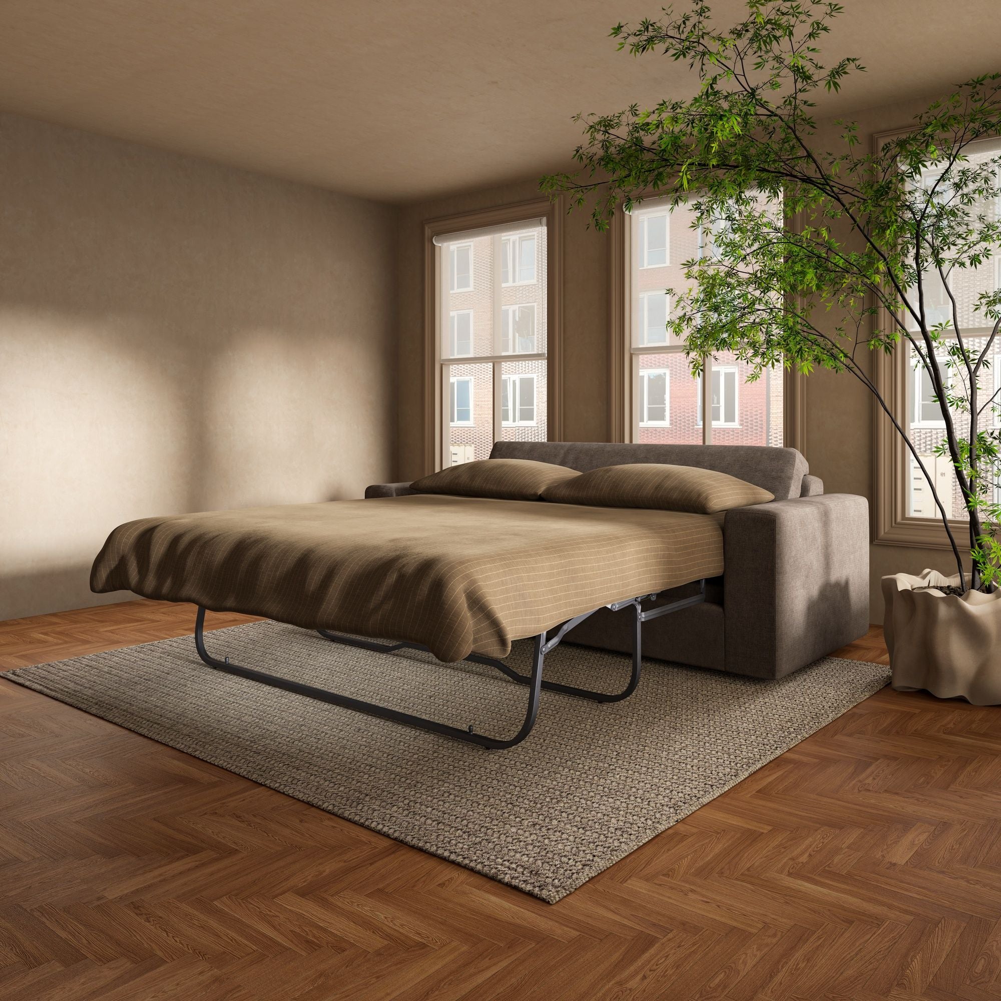Kiran - Sleeper Sofa - Warm Charcoal