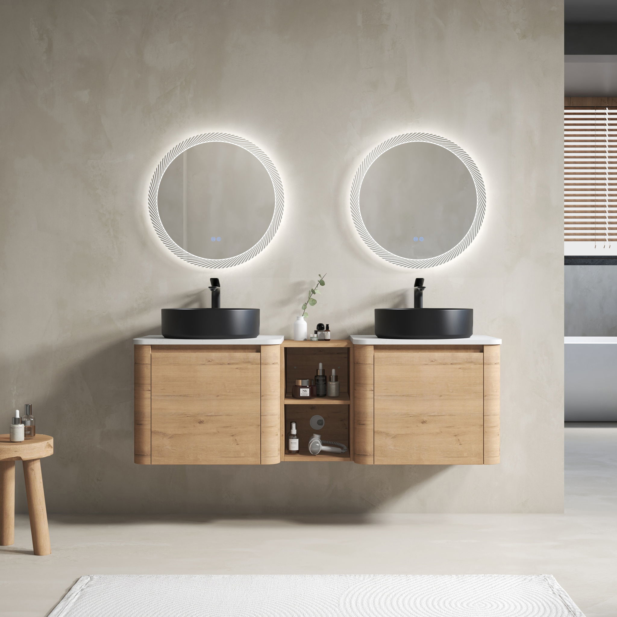 Wall Mounted Bathroom Vanity With Art Sink, 1 Storage Shelf, Soft Close Door