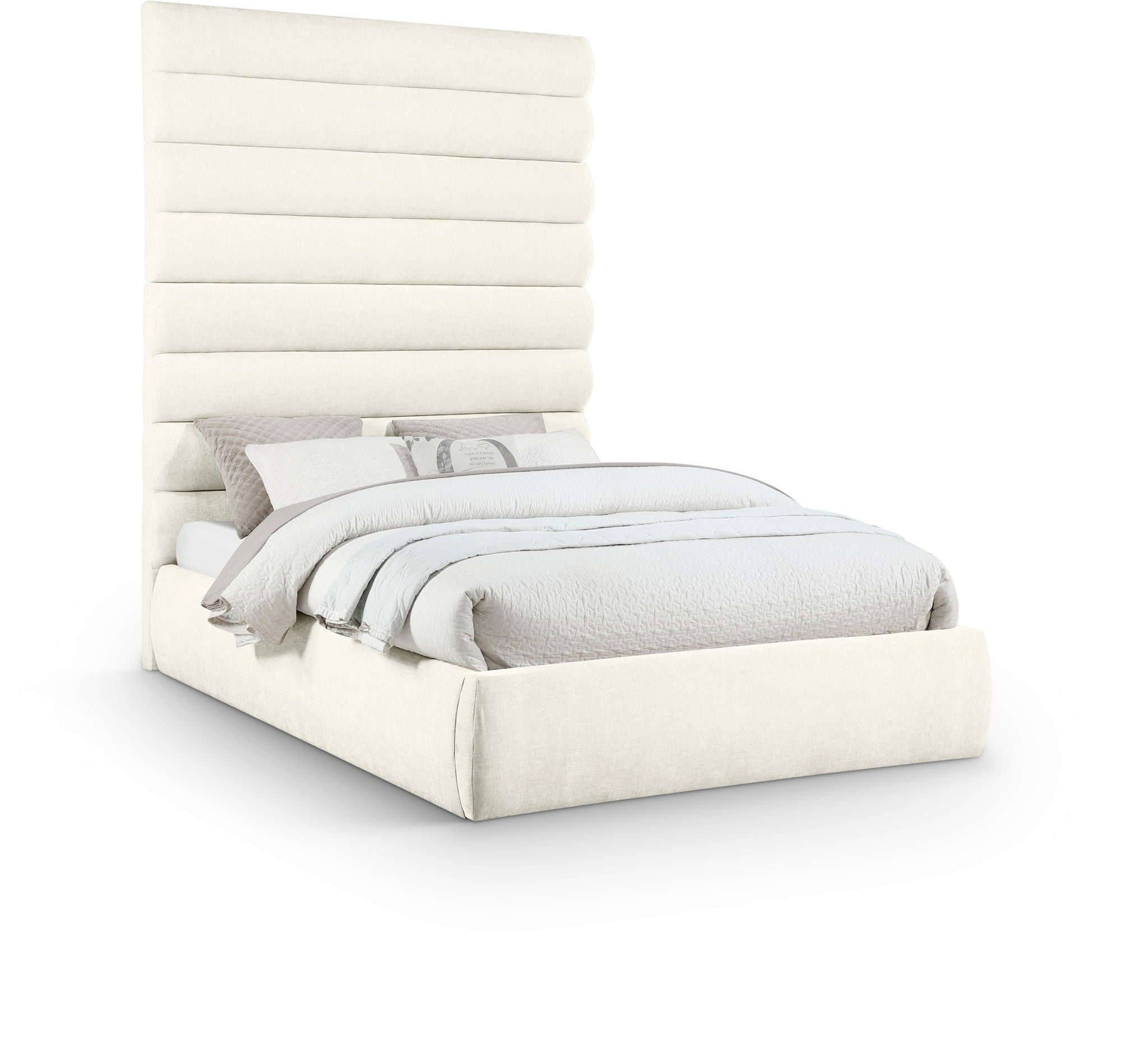Adam - Chenille Fabric Bed With 89" Headboard