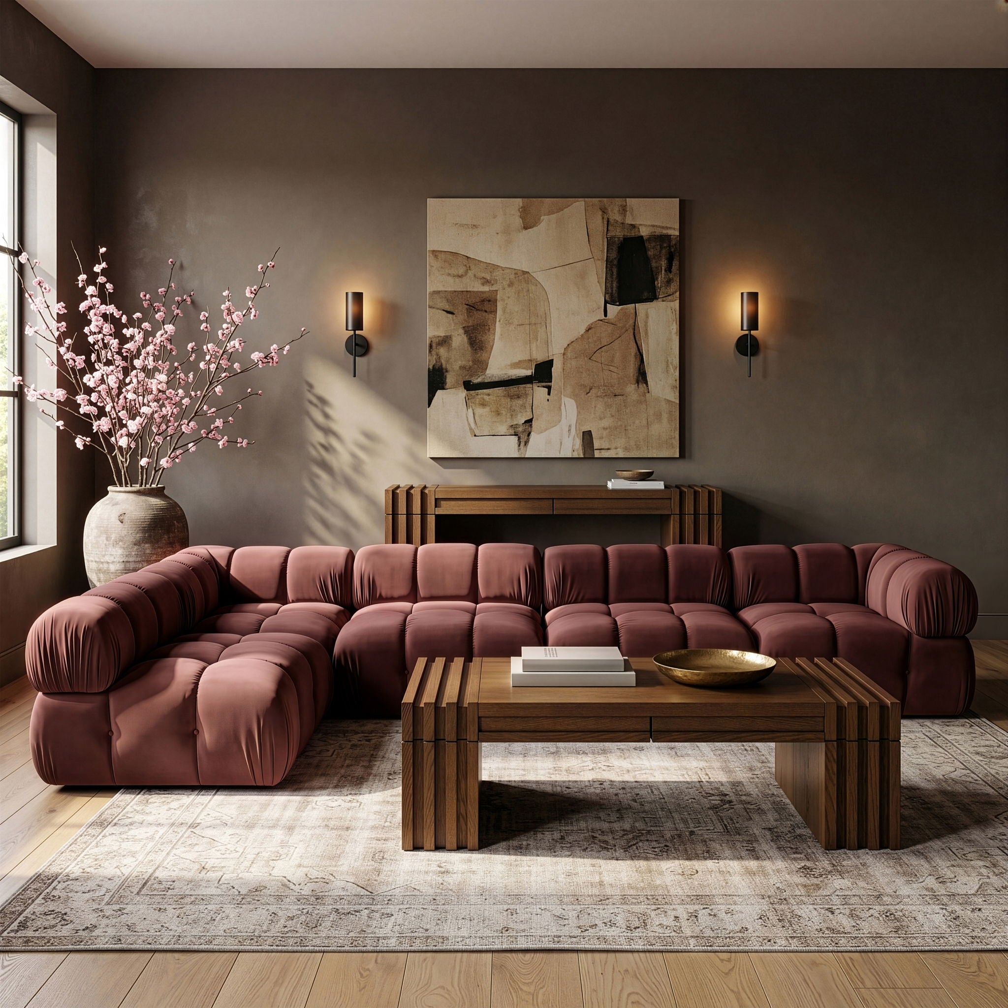 Orin - Velvet 5 Piece Modular Sectional