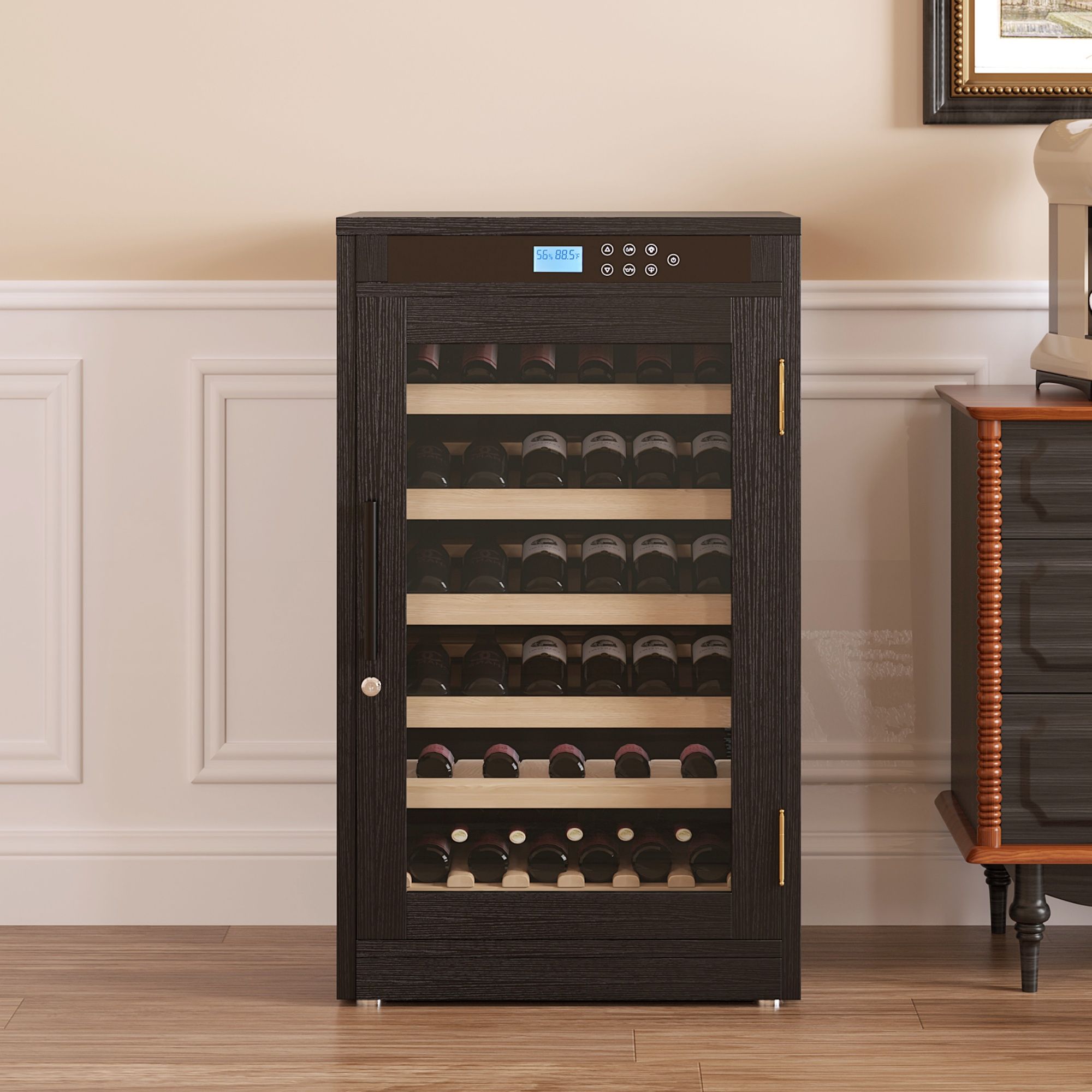 LED Touch Screen Grape Wine Cooler - Black