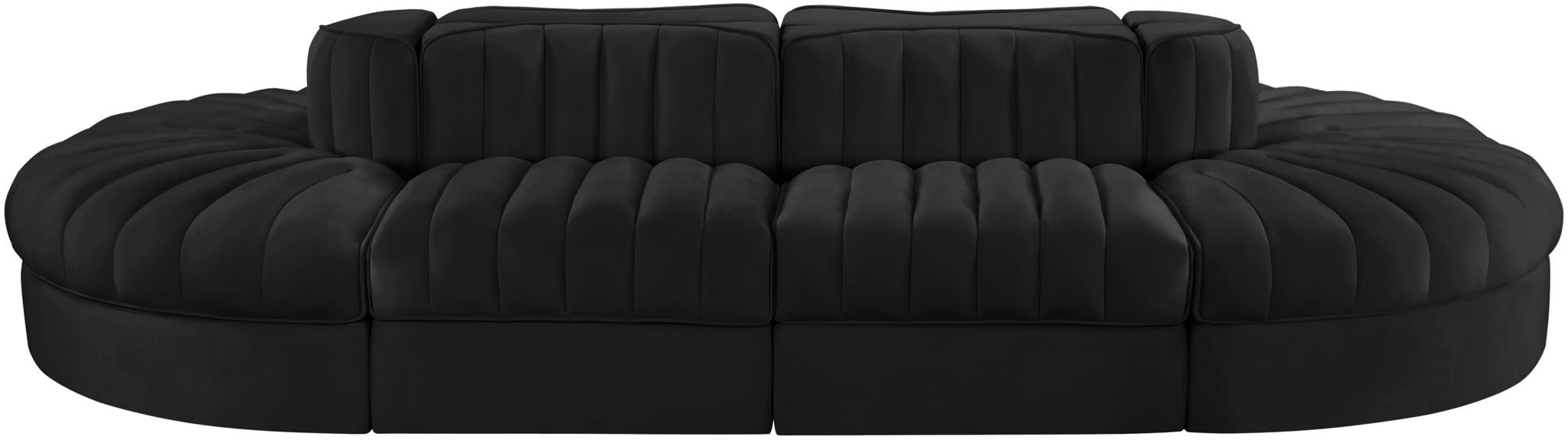 Rummi - Oval Velvet Performance Fabric Upholstered 8 Piece Modular Sectional