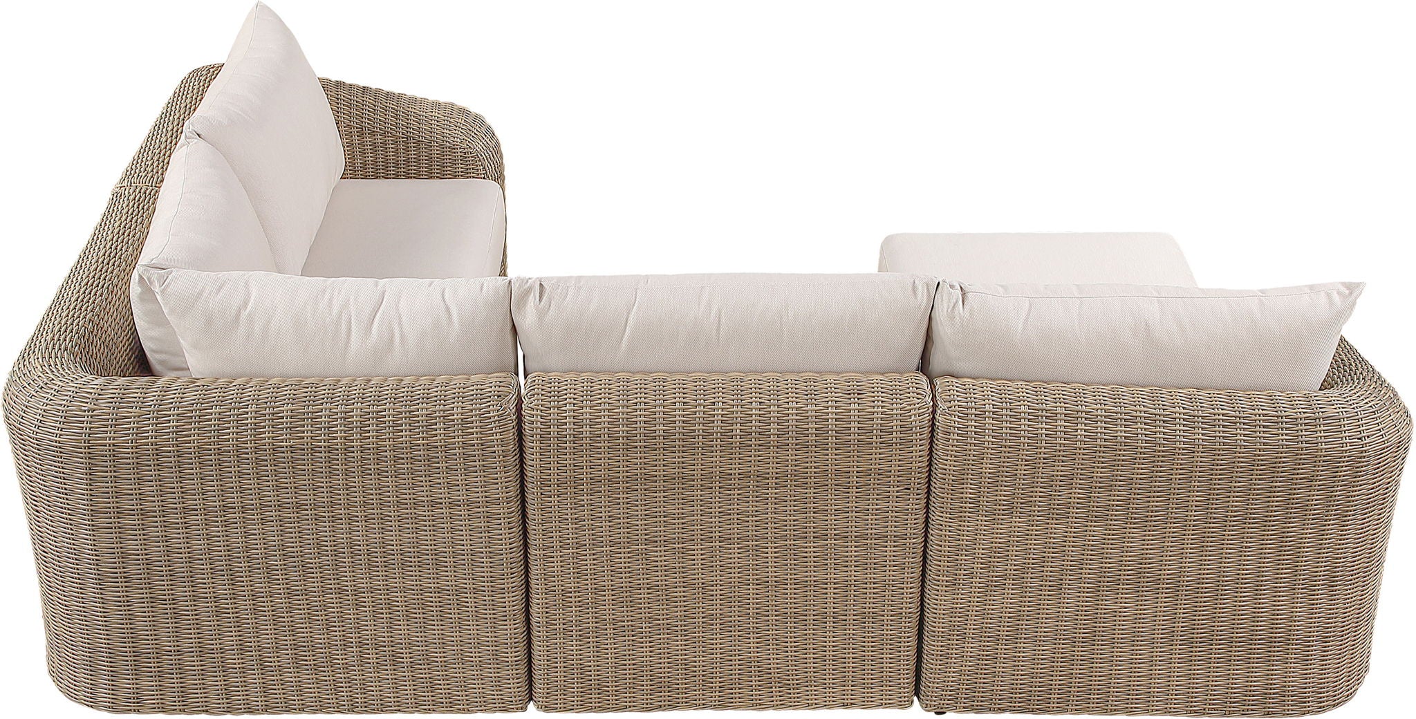 Seacrest - Olefin Water Resistant Fabric And Wicker 5 Piece Outdoor Patio Modular Sectional
