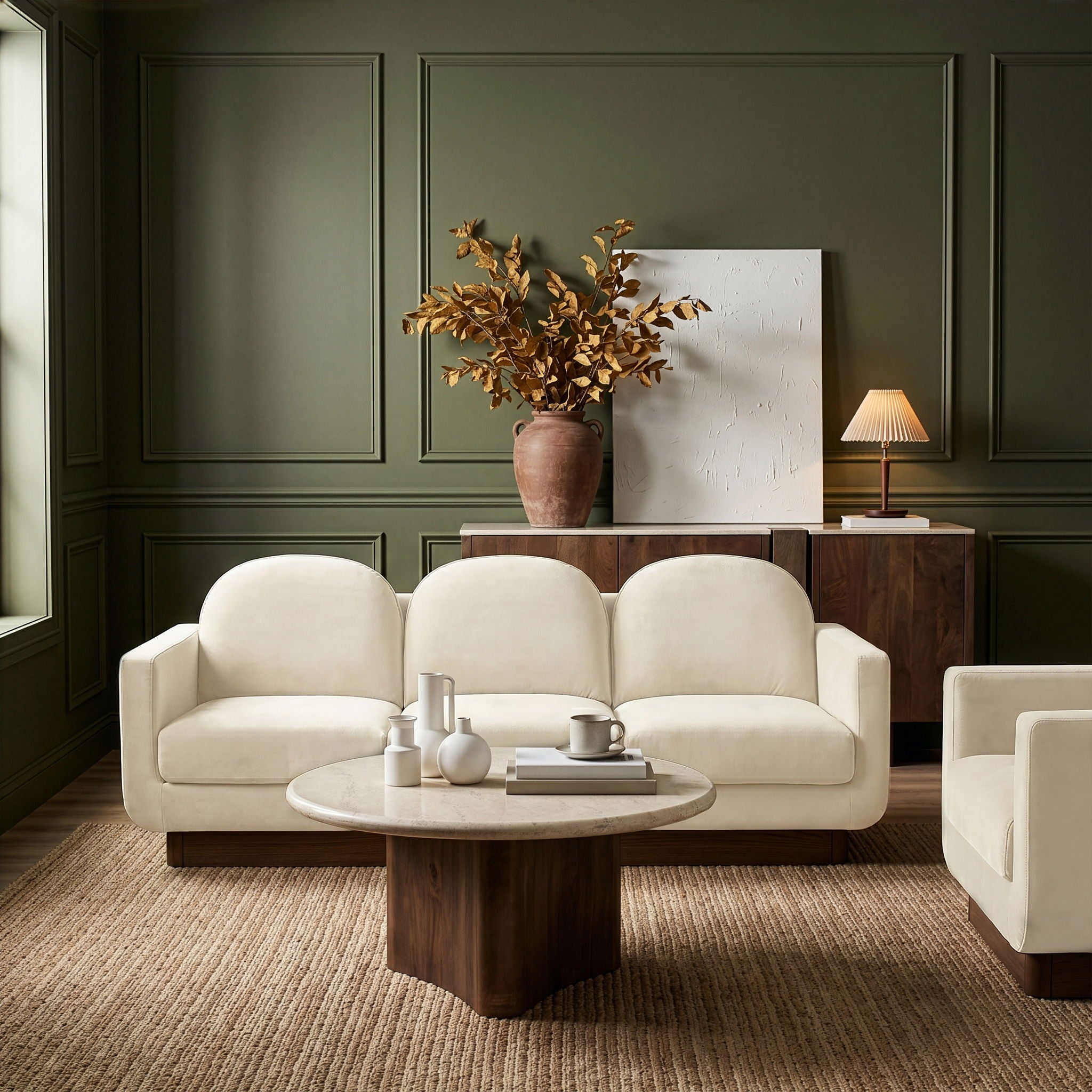 Diviento - Velvet Performance Fabric Upholstered Sofa