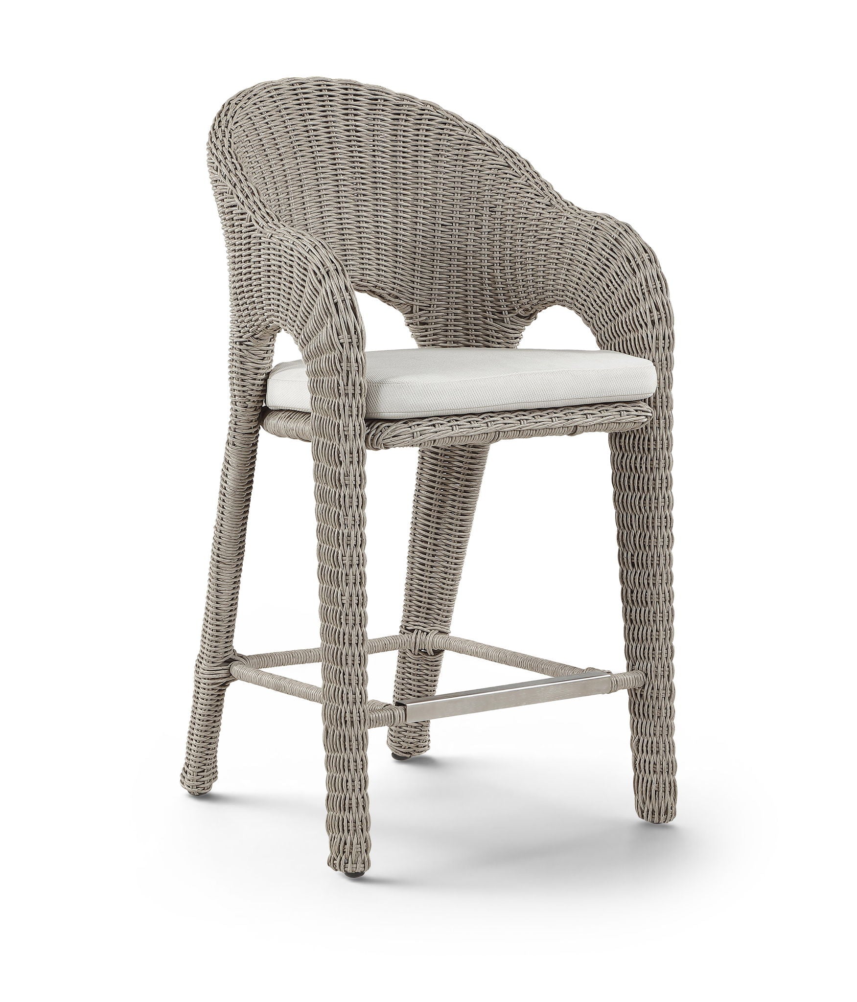 Seacrest - Olefin Water Resistant Fabric And Wicker Outdoor Patio Bar Stool