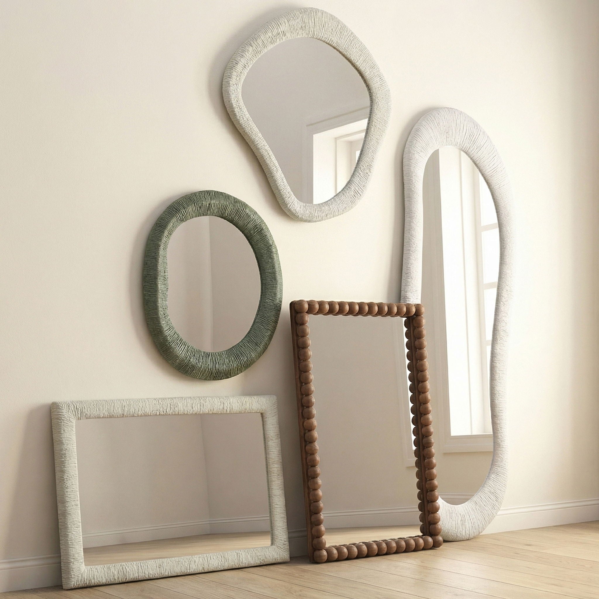 Orpheus - 22" x 28" Ribbed Fiberglass Thick Wall Mirror - Forest Green
