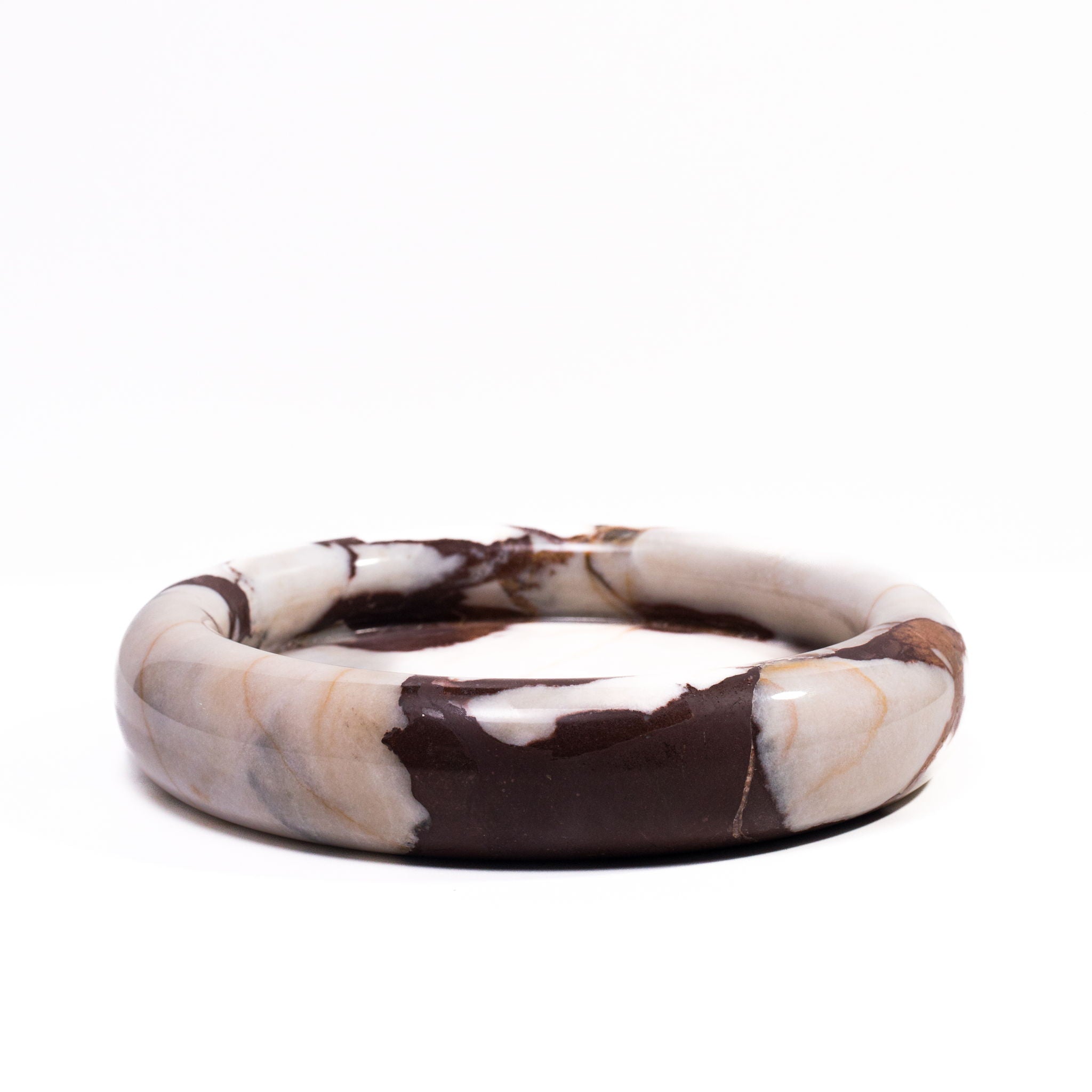Marble Round Edged Catch-All - Breccia / White / Brown