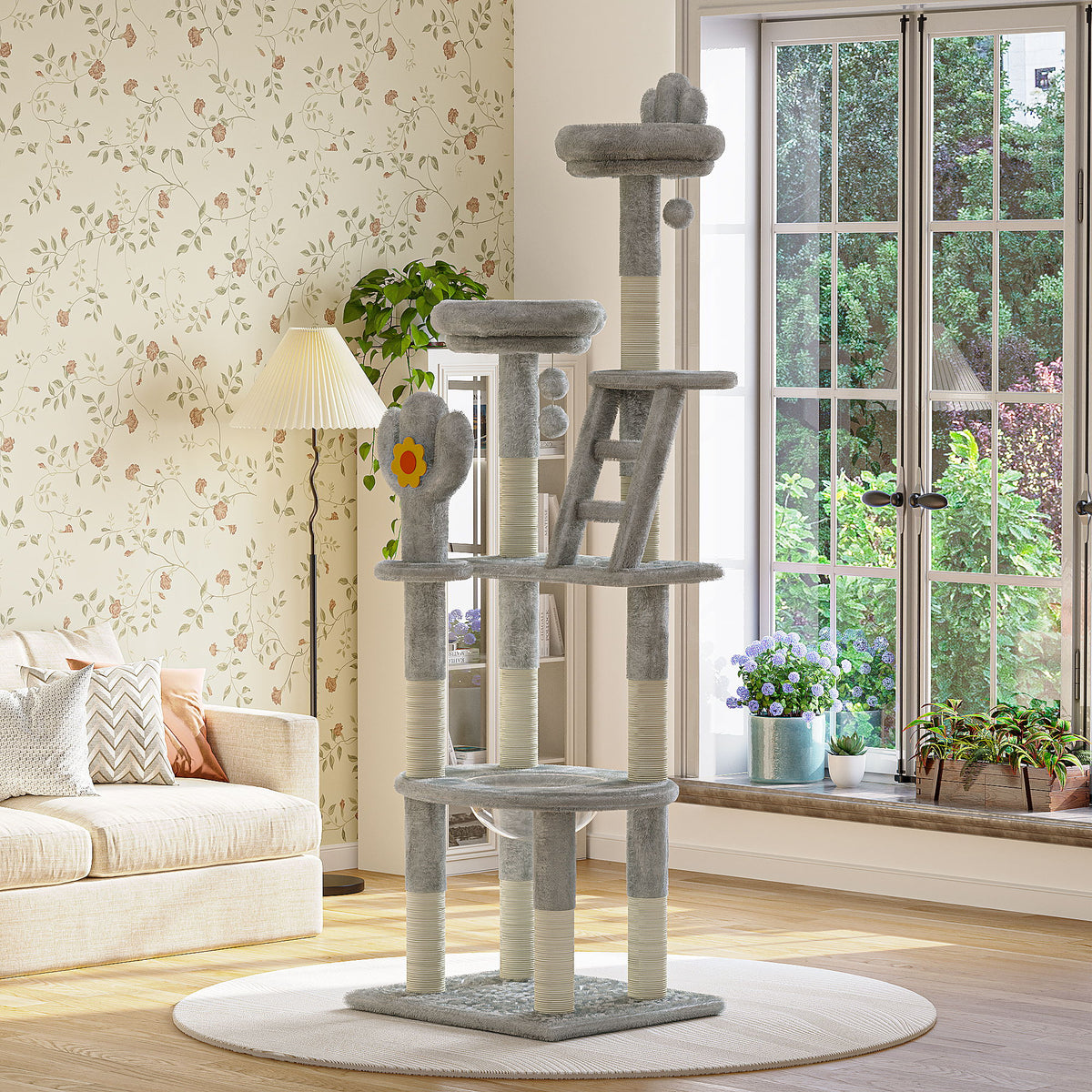 Cactus Cat Tree With Transparent Capsule