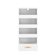 4 Tier Freestanding Bookshelf With 3 Sliding Drawers And 1 Bottom Drawer - White