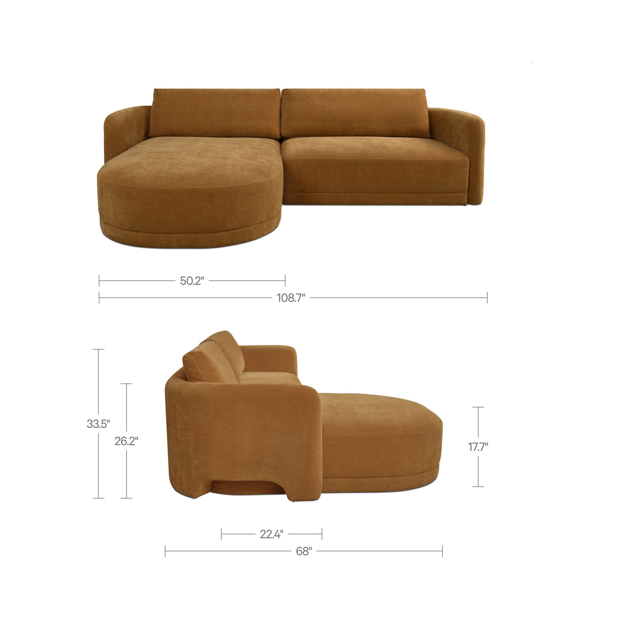Emmy - Sectional Left - Ginger / Brown