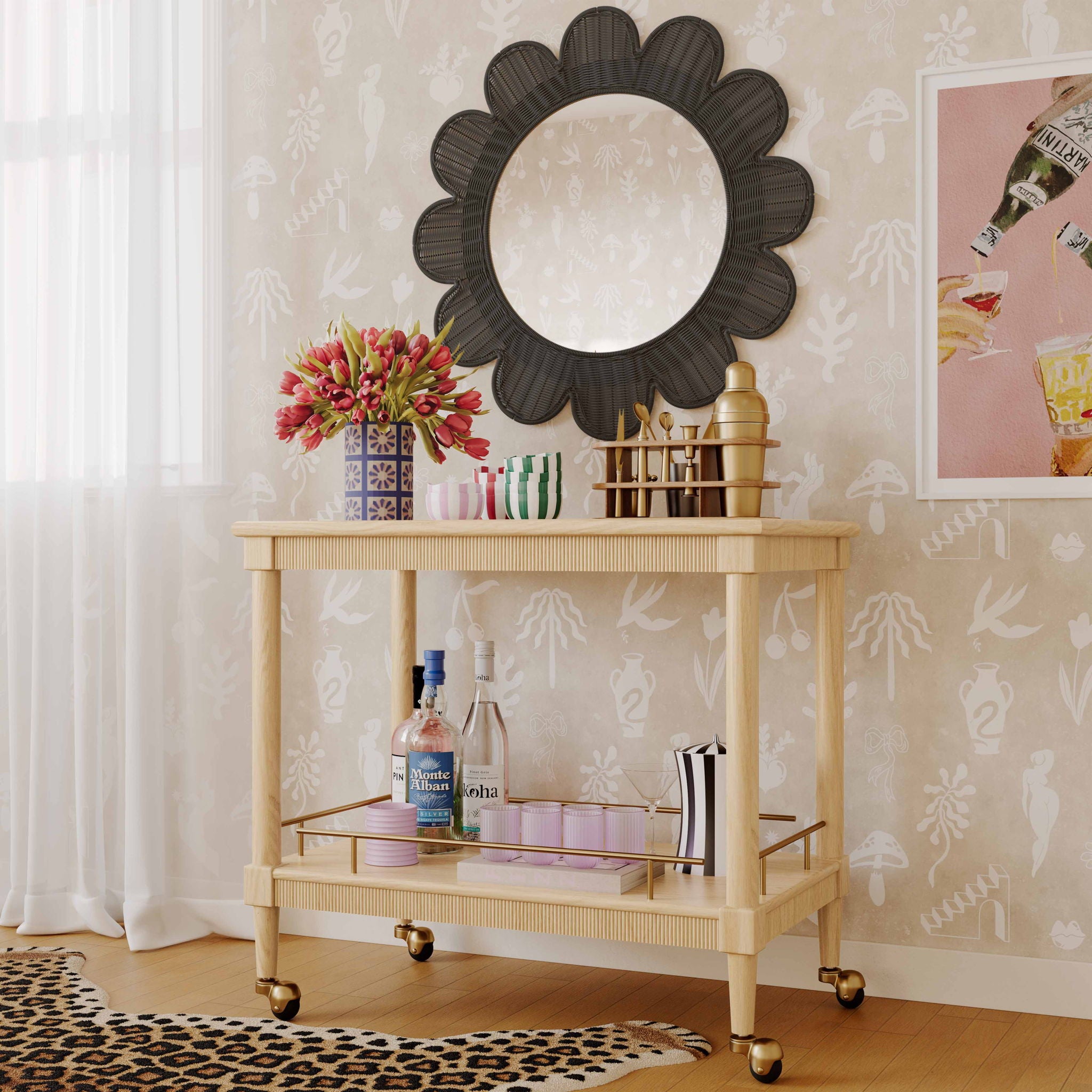 Coralie - Rattan Round Mirror