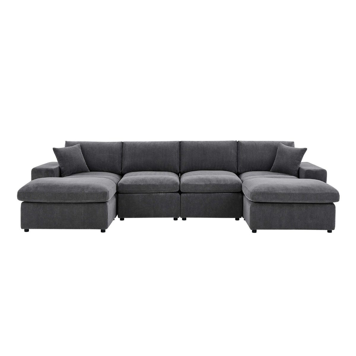 Upholstered Symmetrical Modular Sectional With 6 Seating