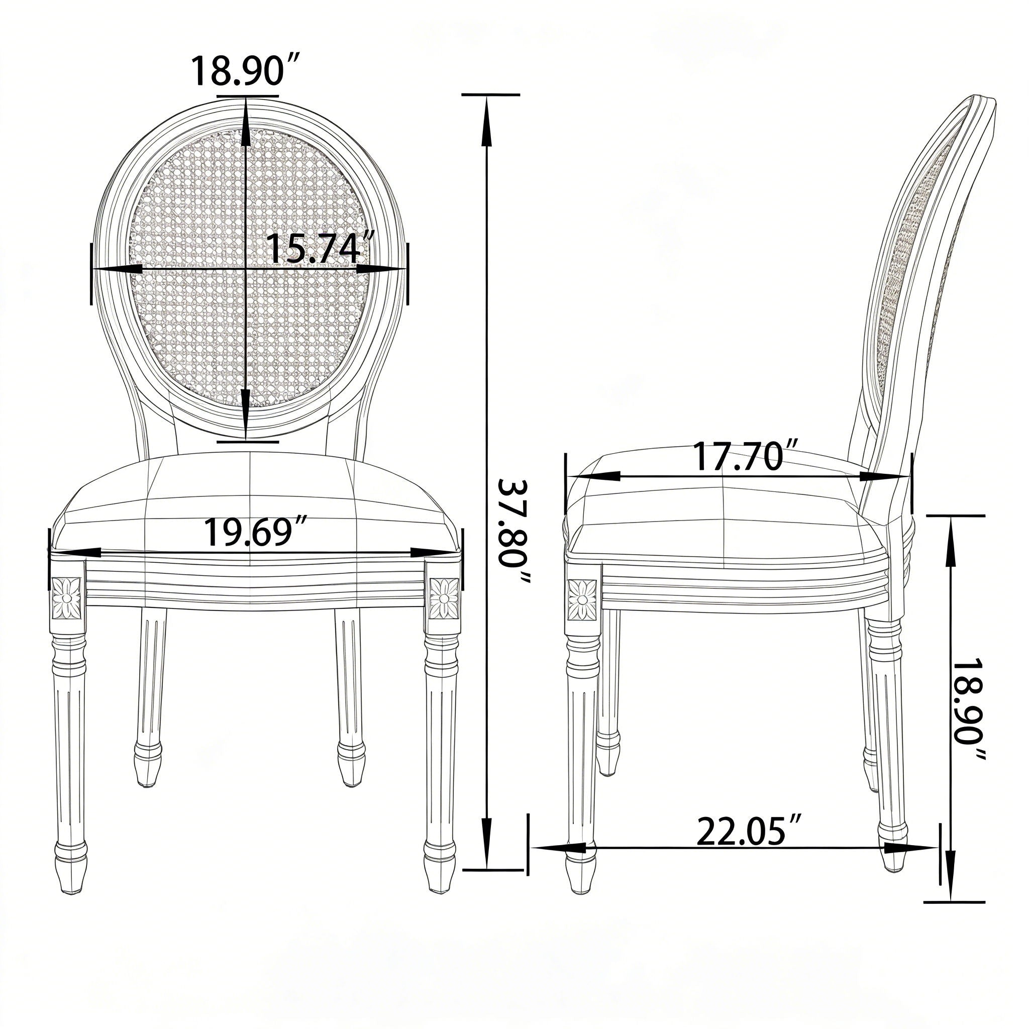 French Country Dining Chairs With Round Back (Set of 2)