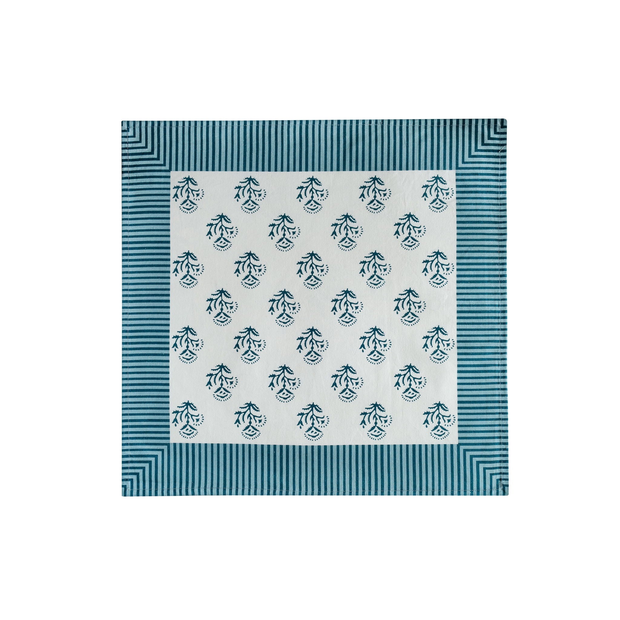 Crissy - Cotton Canvas Printed Napkins (Set of 4) - Blue Vintage Floral