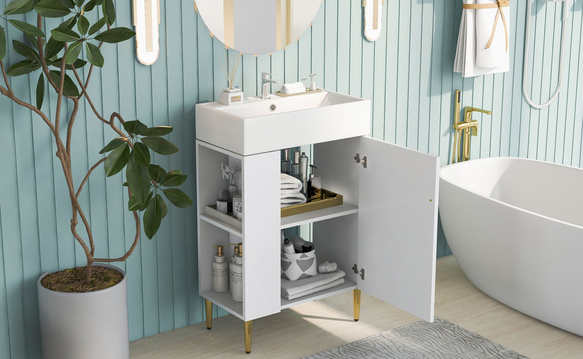 Bathroom Vanity, Combo Cabinet, Bathroom Storage Cabinet, Single Ceramic Sink