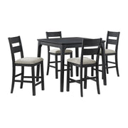 Garcia - 5 Piece Counter Set With Table And 4 Chairs - Black