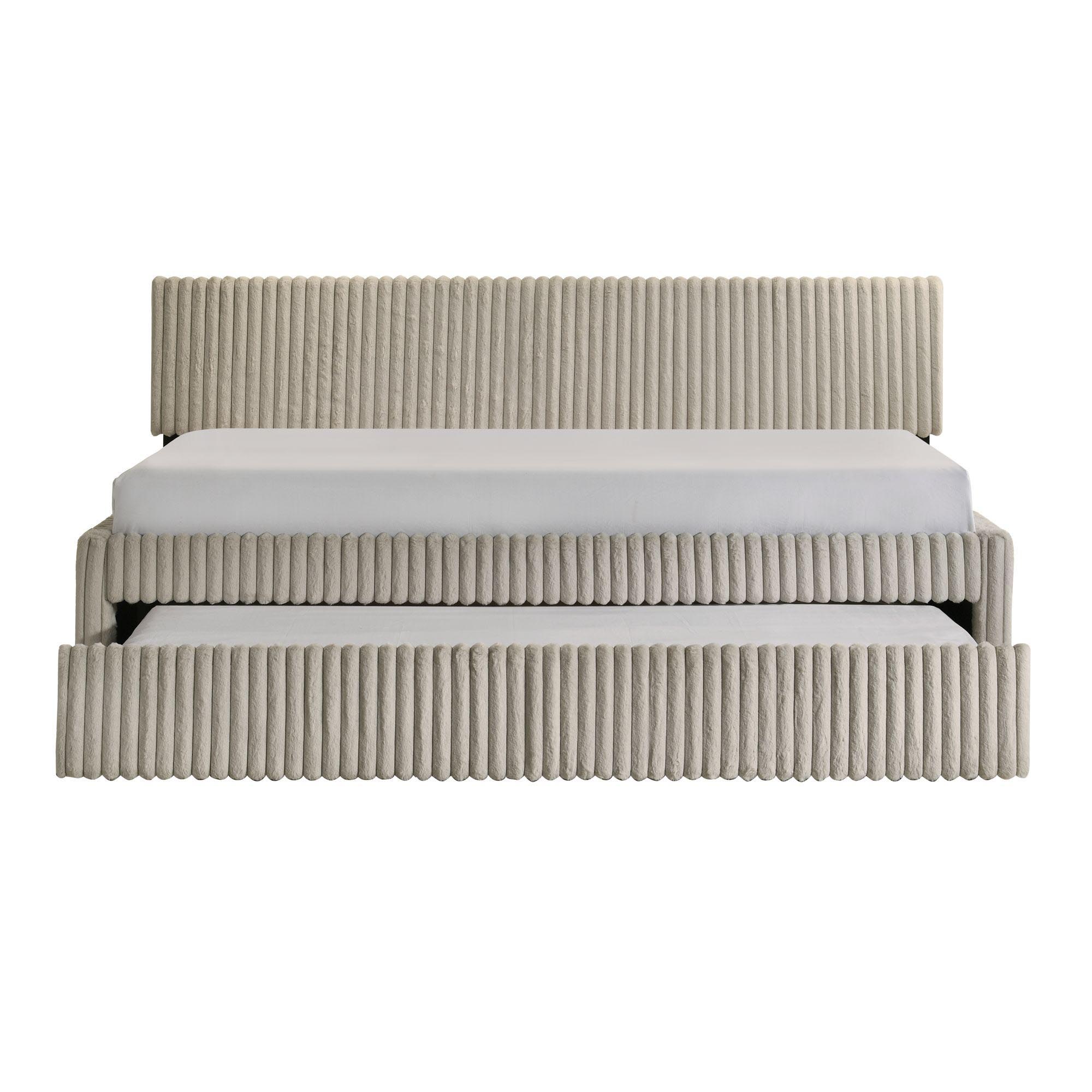 Arden - Twin Daybed With Trundle - Corduroy Beige