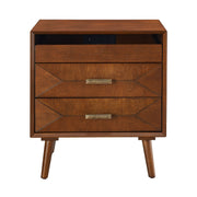 Nightstand With Charging Station, Bedside Table, 2 Drawers And Open Shelf, USB / Type C Ports For Bedroom - Walnut