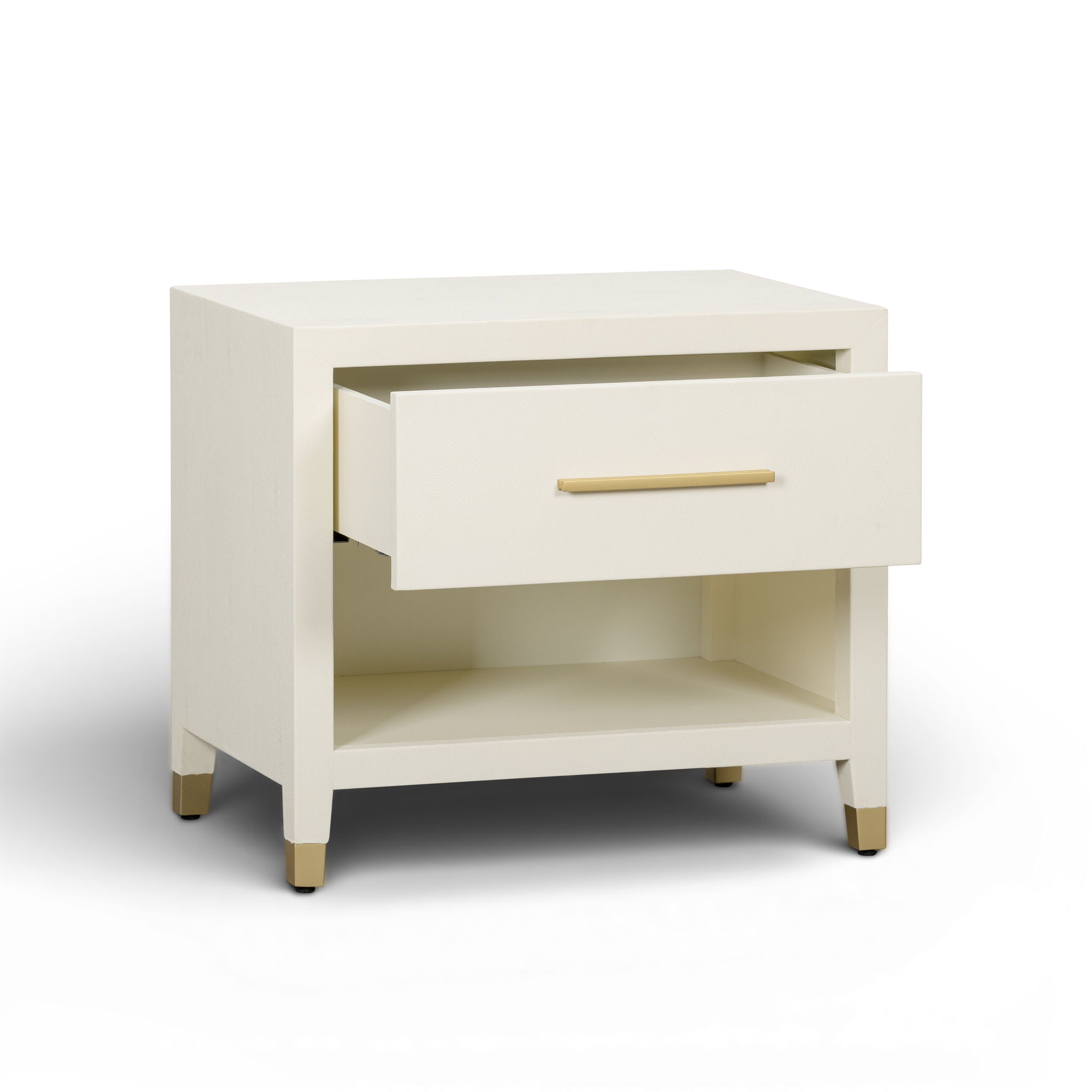 Dani - Faux Shagreen Nightstand With Drawer - Cream