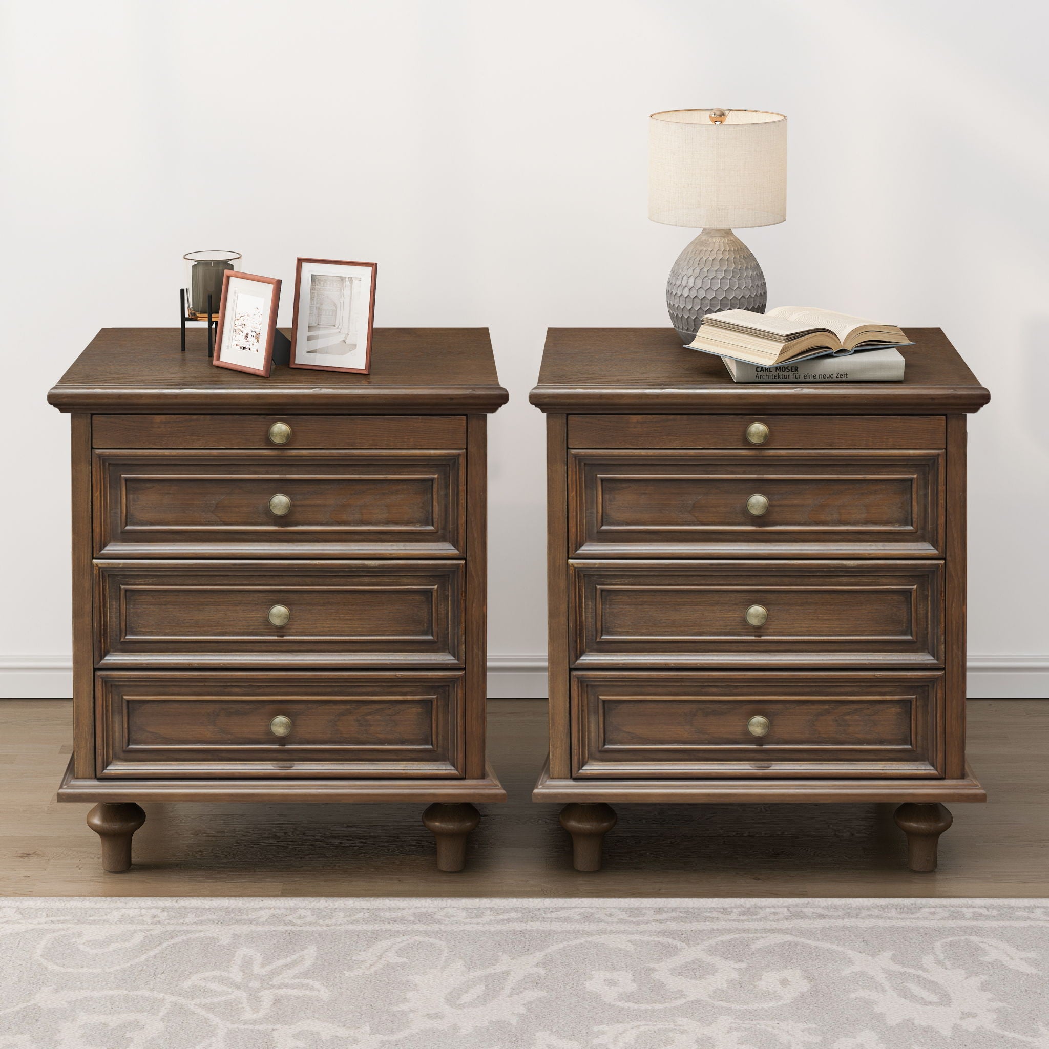 Farmhouse Nightstand With 4 Drawers