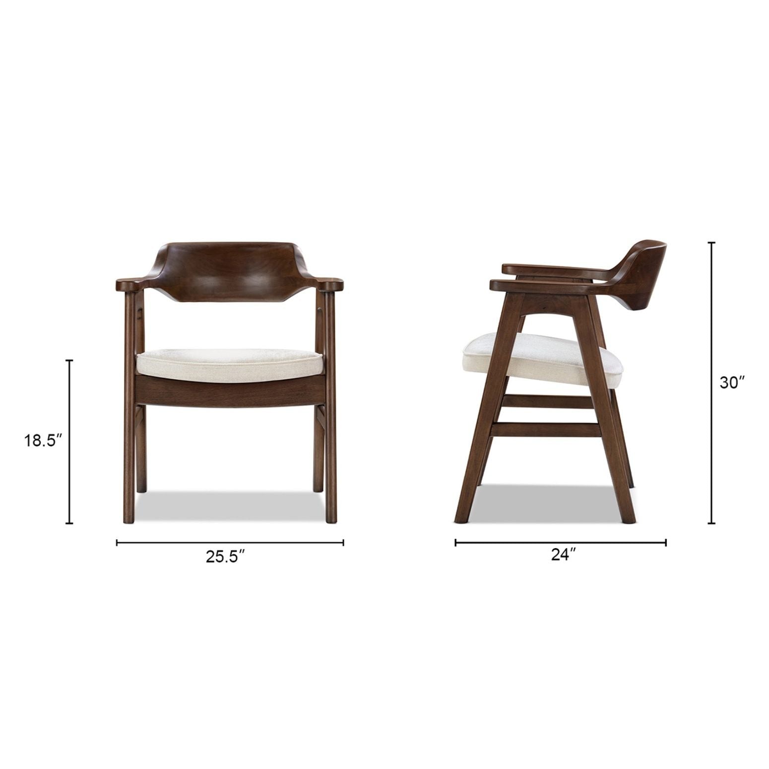 Hayes - Curved Dining Arm Chair - Light Beige
