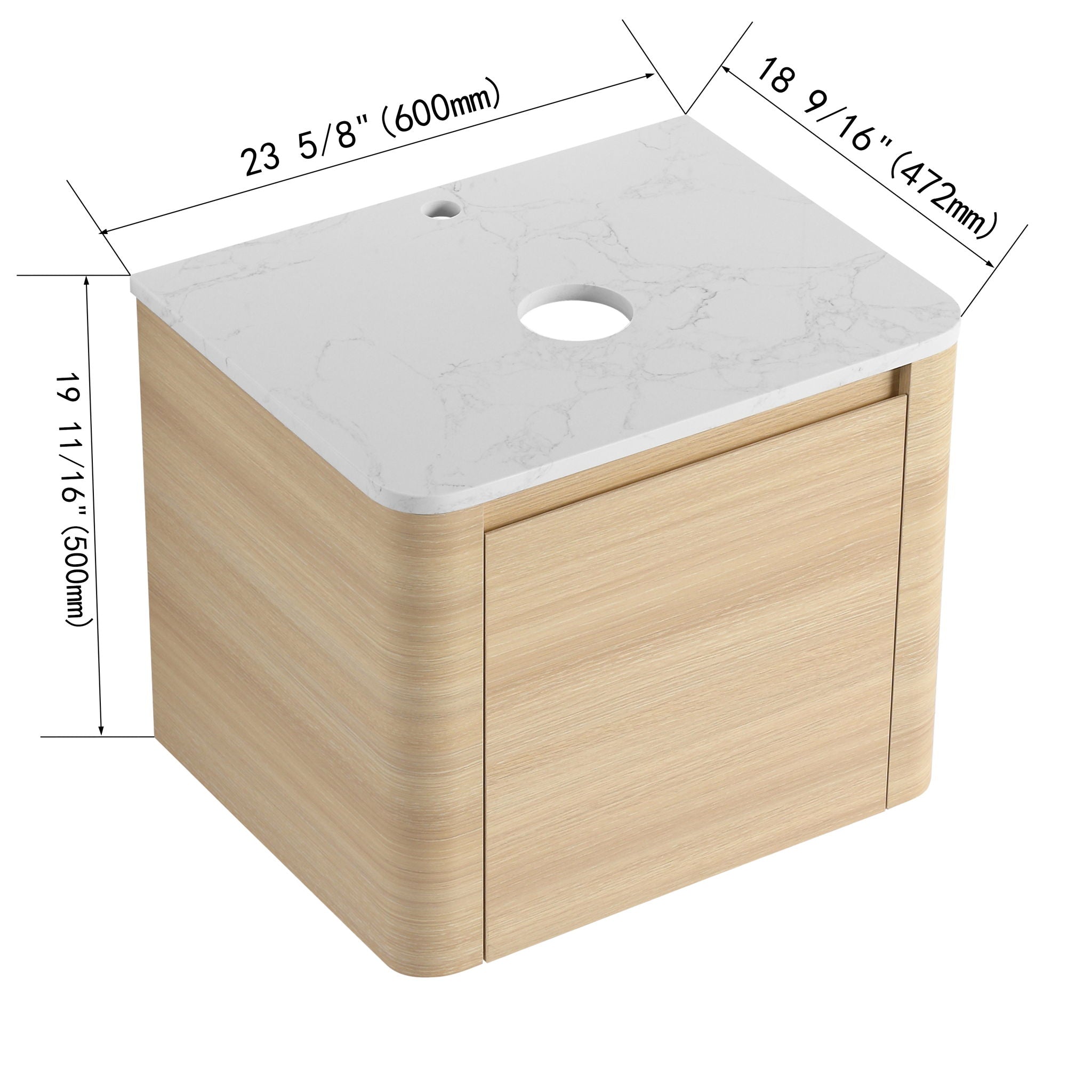 Wall Mounted Bathroom Vanity With Soft Close Door, Excluding Sink