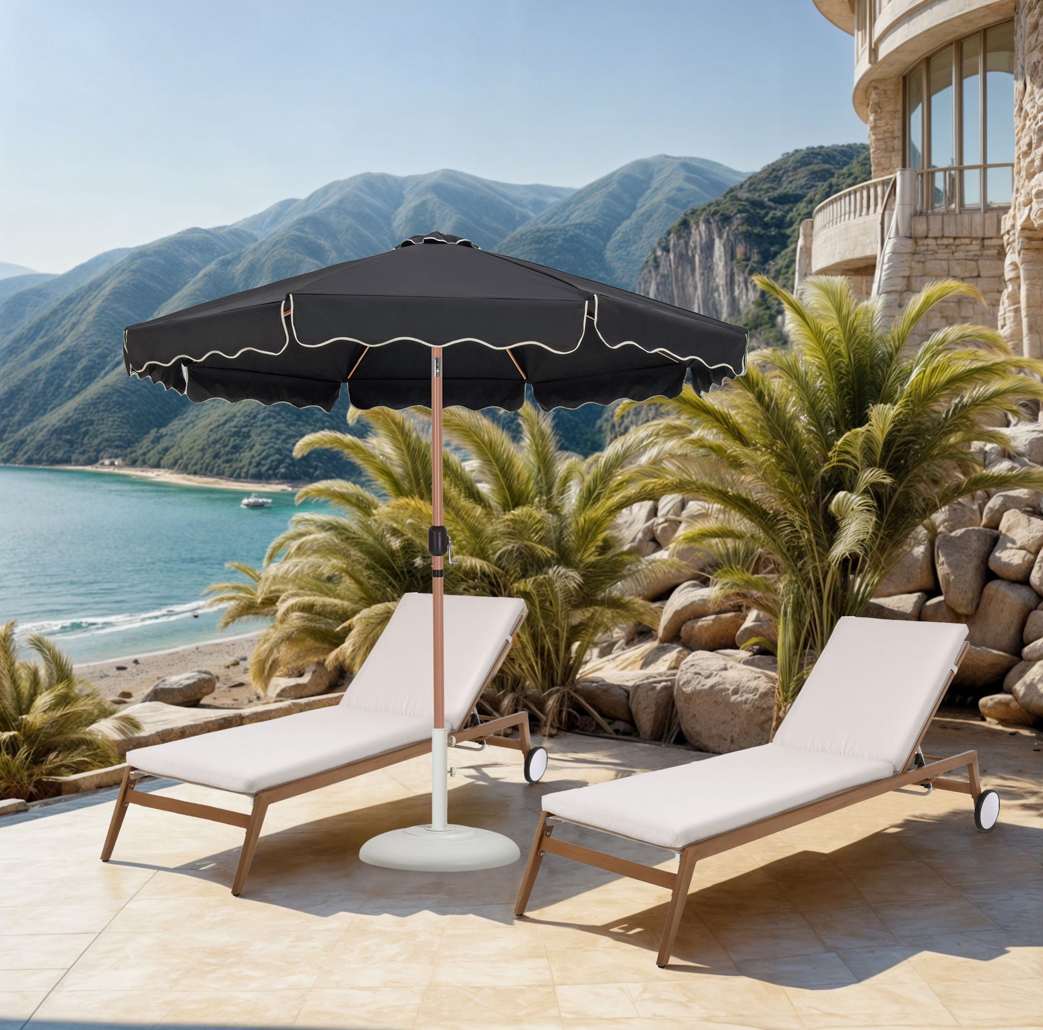 Amalfi - Patio Umbrella - Light Brown Base / Light Brown Pole